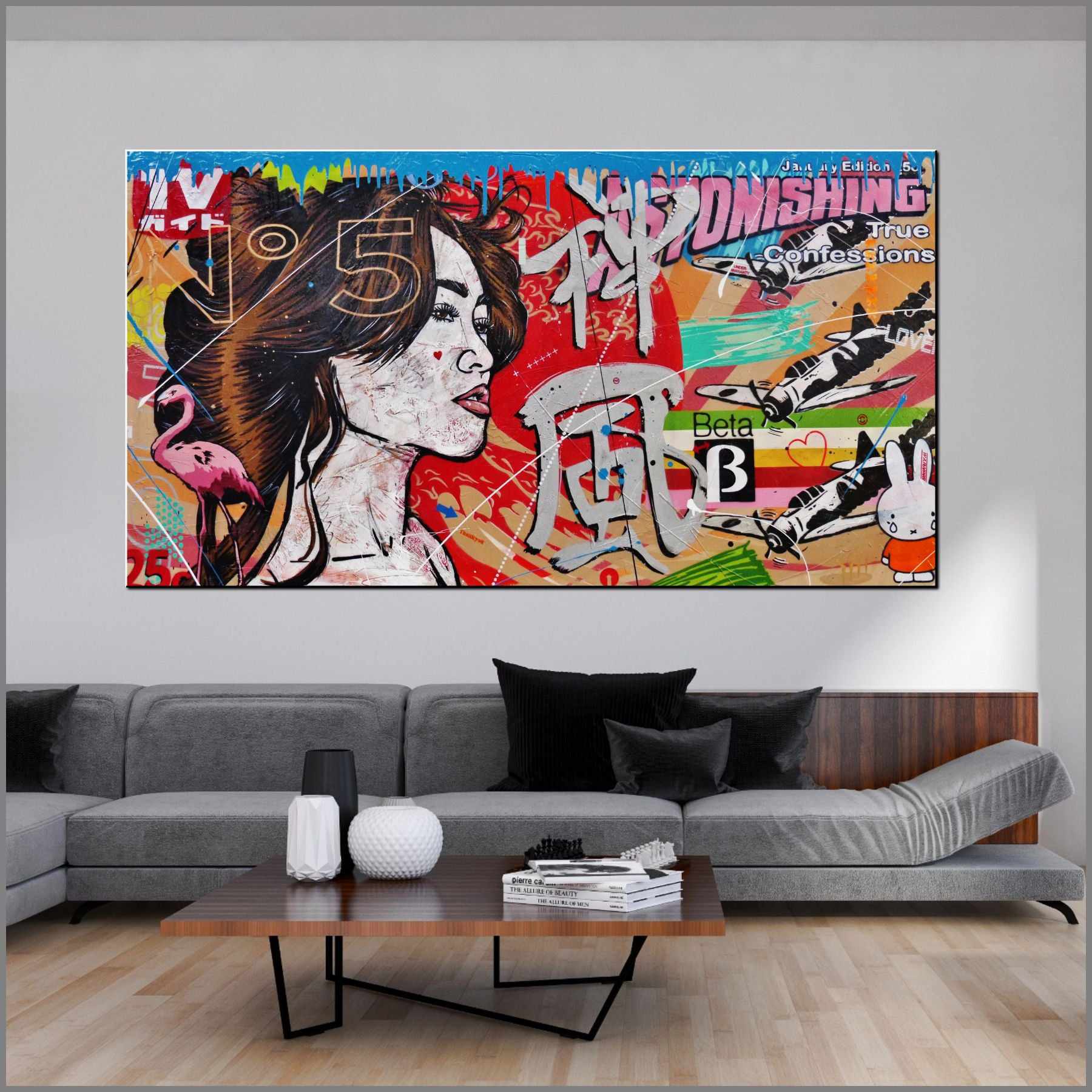 Zero 190cm x 100cm Geisha Textured Urban Pop Art Painting (SOLD)-urban pop-[Franko_Artist]-[Australian_artist]-[Gold_Coast]-[Brisbane]-[modern]-[contemporary]-[original]-[Large_artwork]-[The_Block]-[Dream_Homes]-[ideas]-[Grand_Designs]-[Art_Lover]-Franklin Art Studio