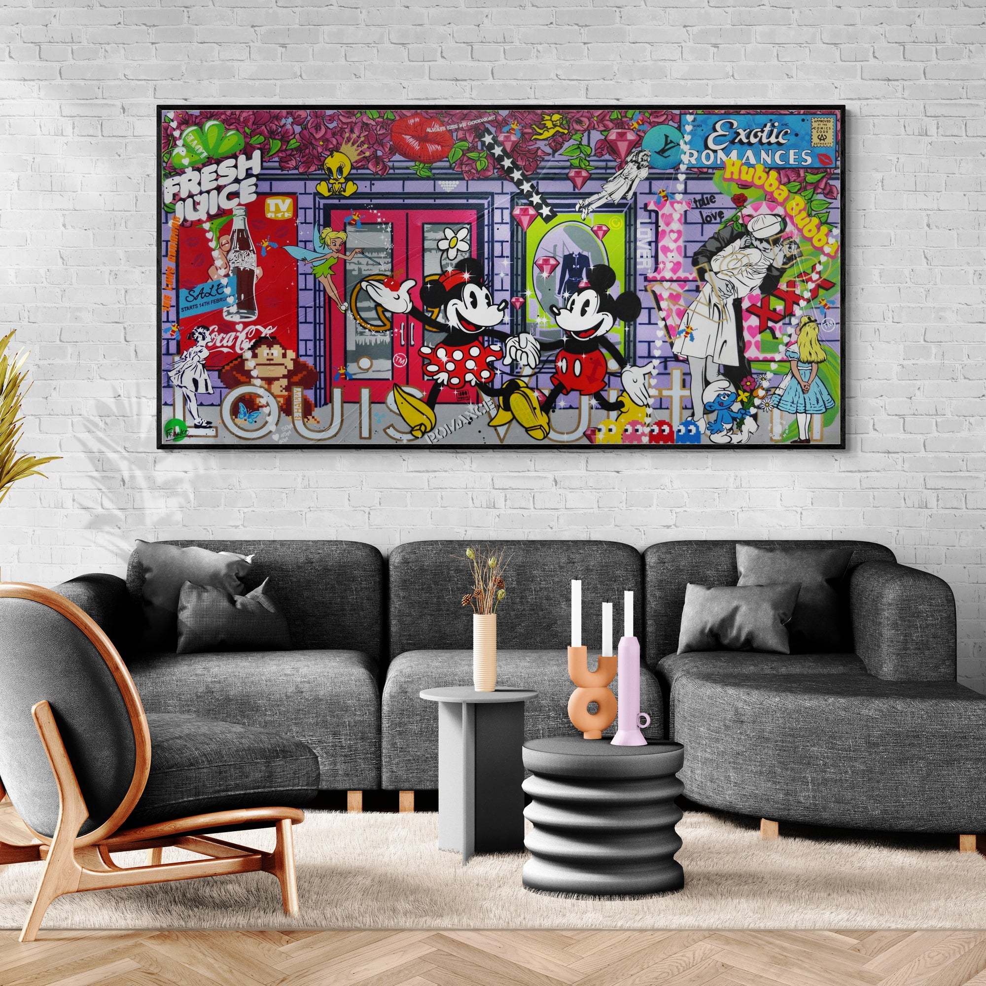 The Romantics 200cm x 100cm Romantic Textured Urban Pop Art Painting (SOLD)-Urban Pop Art-[Franko_Artist]-[Australian_artist]-[Gold_Coast]-[Brisbane]-[modern]-[contemporary]-[original]-[Large_artwork]-[The_Block]-[Dream_Homes]-[ideas]-[Grand_Designs]-[Art_Lover]-Franklin Art Studio