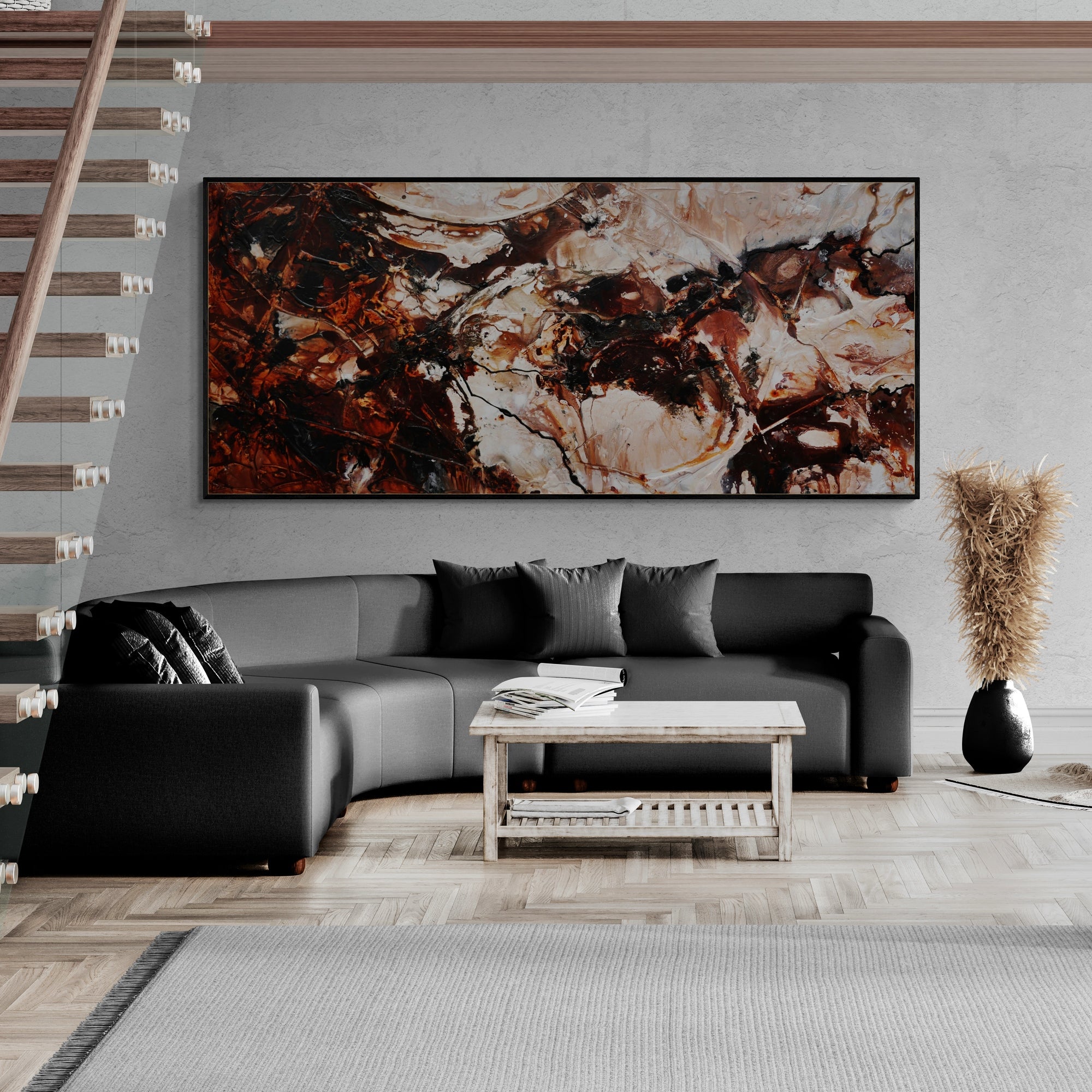 Still Lingering 270cm x 120cm Textured Abstract Painting (SOLD)-Abstract-[Franko_Artist]-[The_Block]-[Dream_Homes]-[ideas]-[Grand_Designs]-[Art_Lover]-Franklin Art Studio