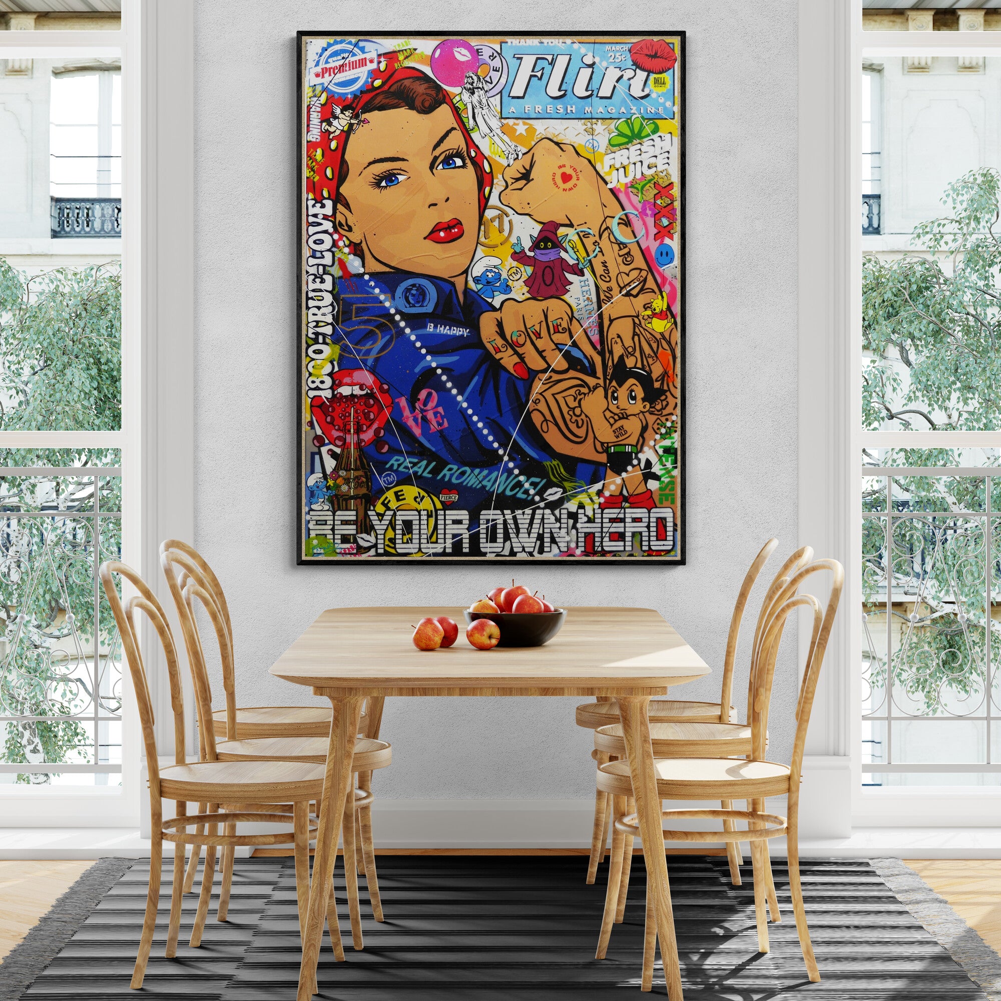 Loving Rosie 100cm x 140cm Rosie The Riveter Textured Urban Pop Art Painting
