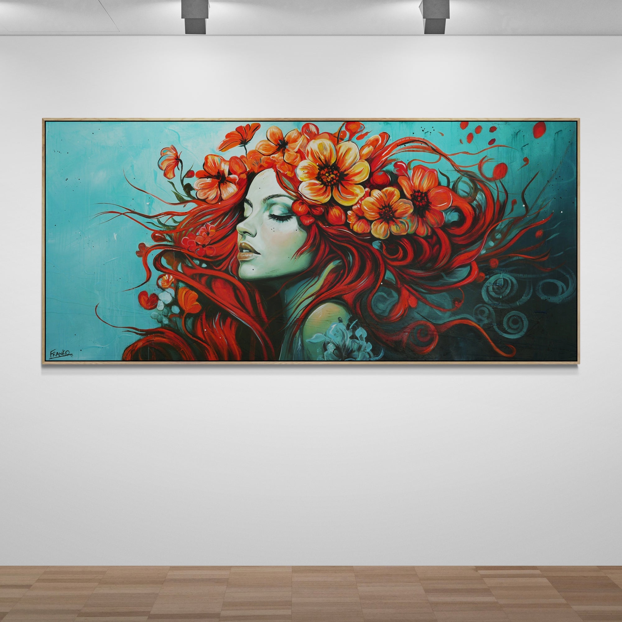 Venus 240cm x 110cm Abstract Realism Textured Framed Painting (SOLD)-people-[Franko_Artist]-[The_Block]-[Dream_Homes]-[ideas]-[Grand_Designs]-[Art_Lover]-Franklin Art Studio