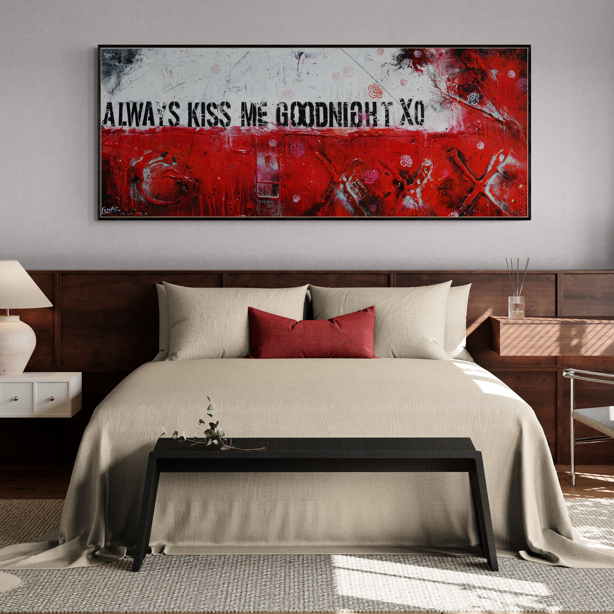 Velvet Kiss 200cm x 80cm Always Kiss Me Goodnight Urban Pop Art Abstract Painting