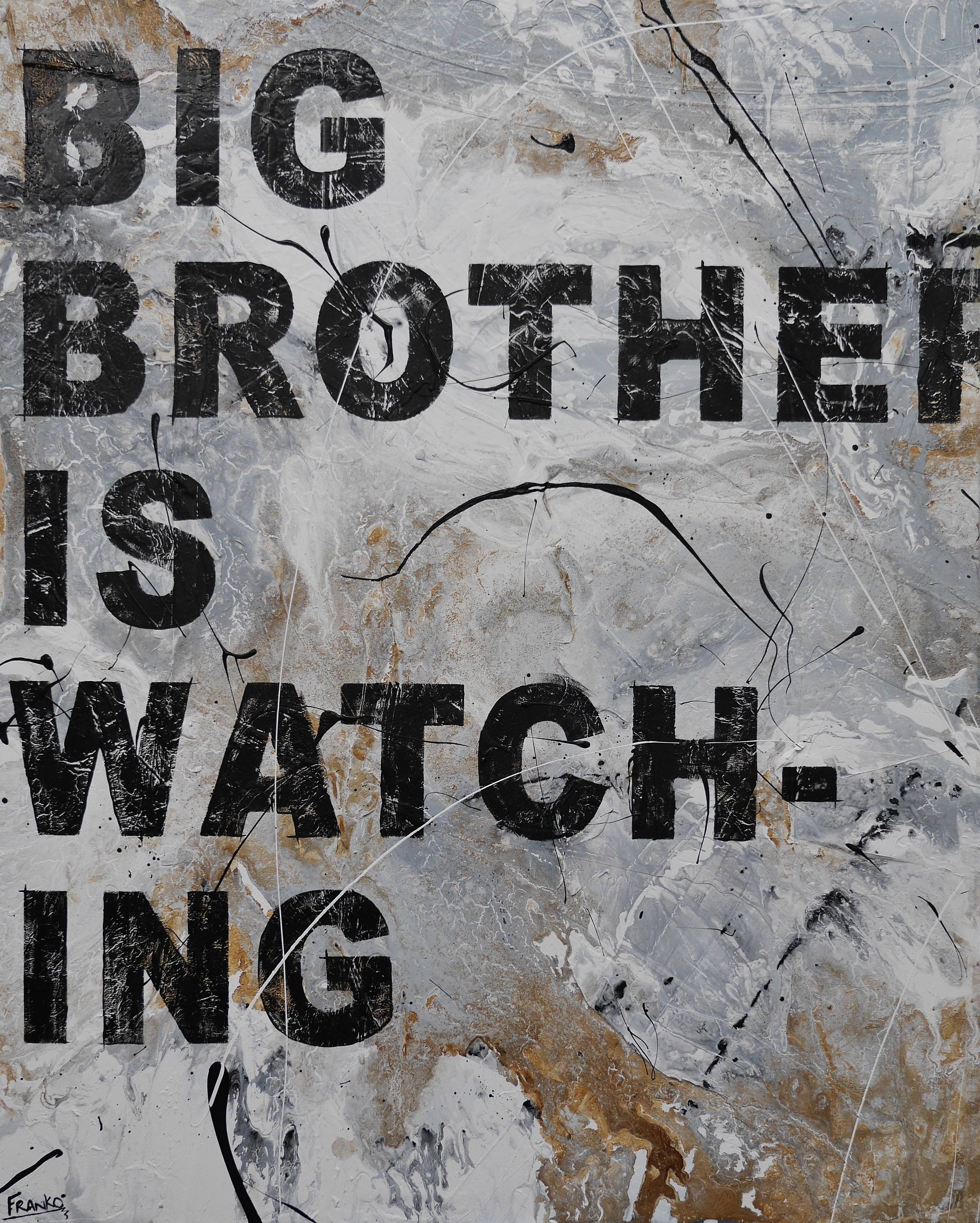 Big Bro 120cm x 150cm Textured Urban Pop Art Painting-Urban Pop Art-[Franko_Artist]-[Australian_artist]-[Gold_Coast]-[Brisbane]-[modern]-[contemporary]-[original]-[Large_artwork]-Franklin Art Studio