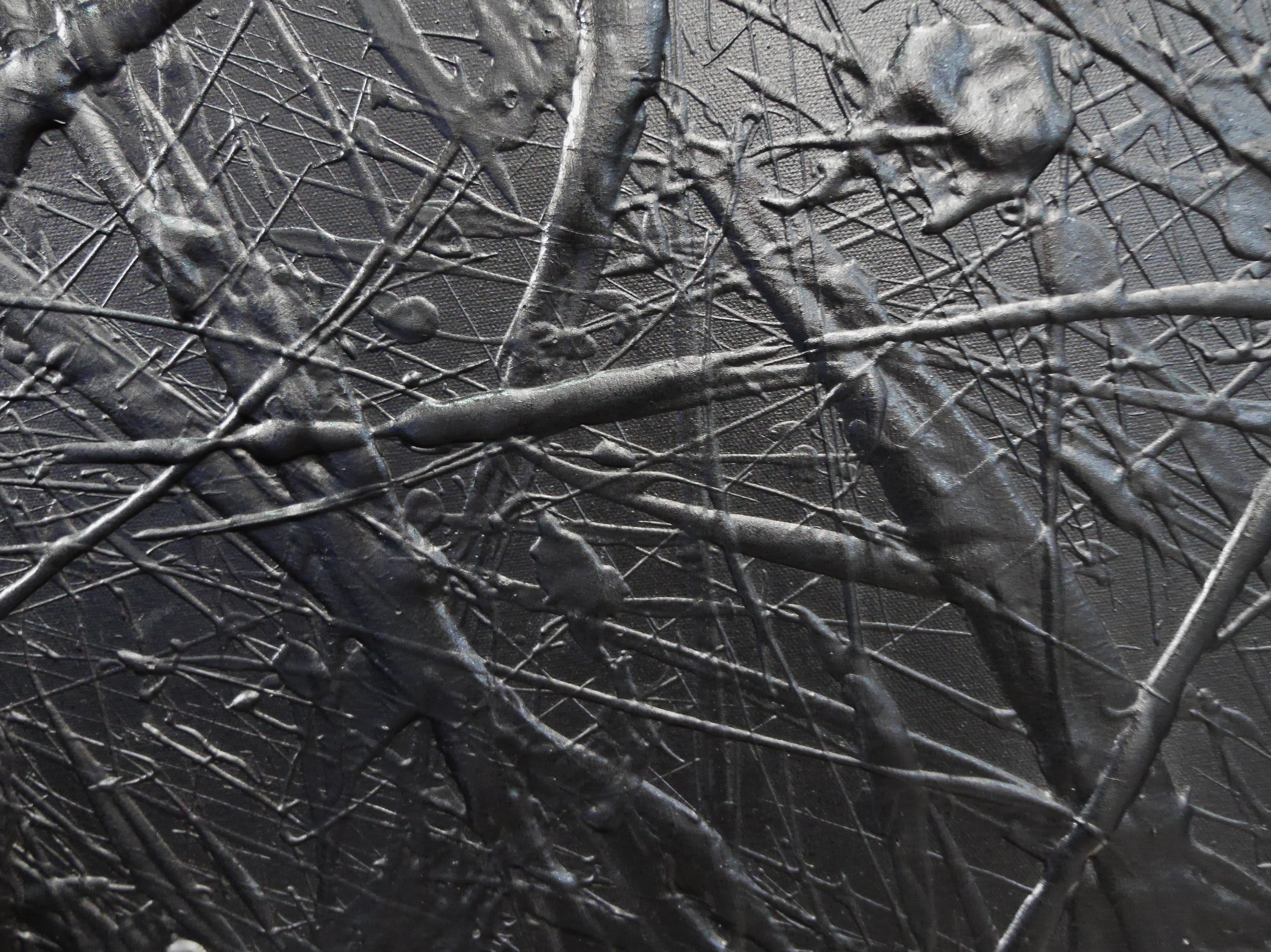 Black Lace 92cm x 60cm Black Textured Abstract Painting (SOLD)