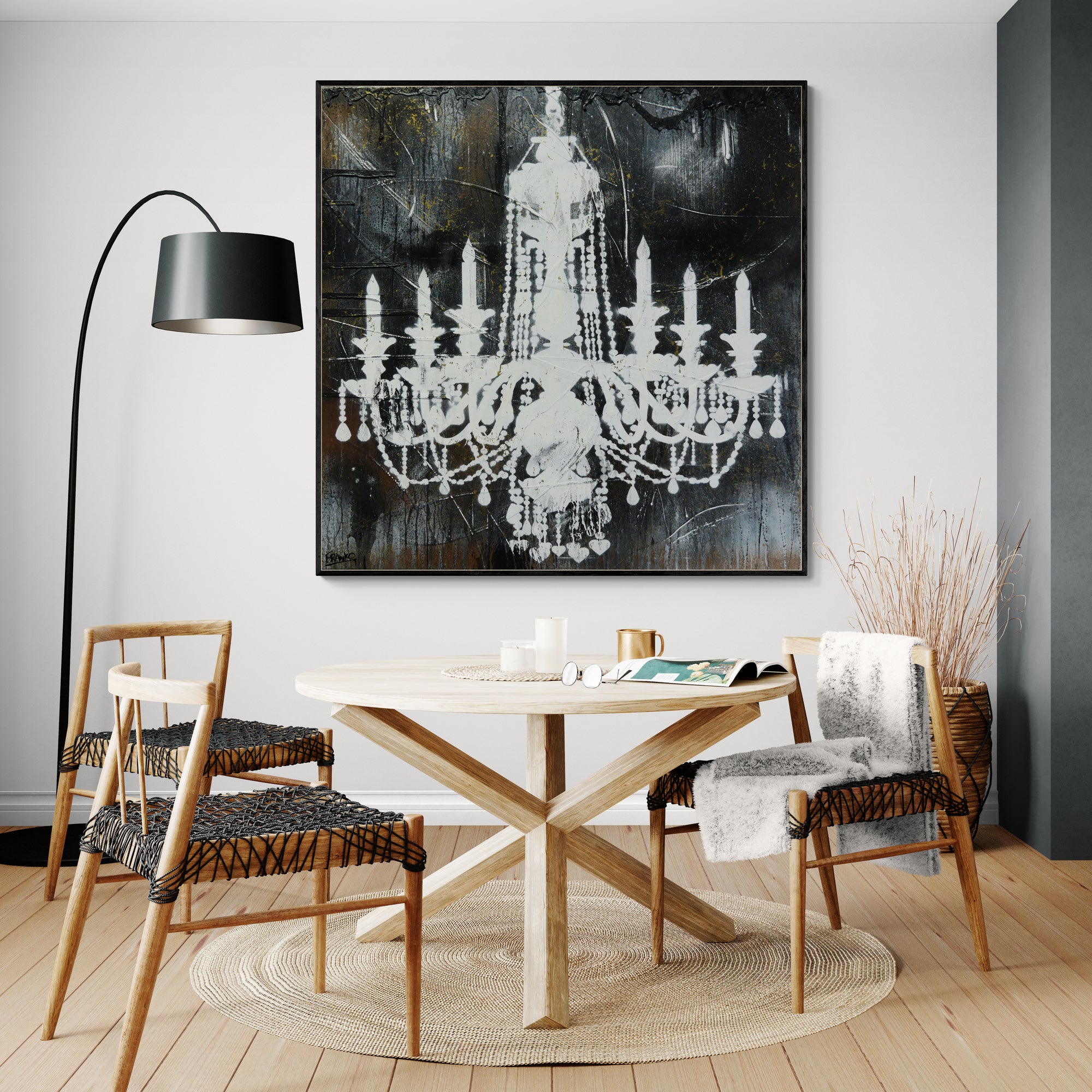 Gothic Drama 120cm x 120cm Chandeleir Textured Urban Pop Art Painting (SOLD)