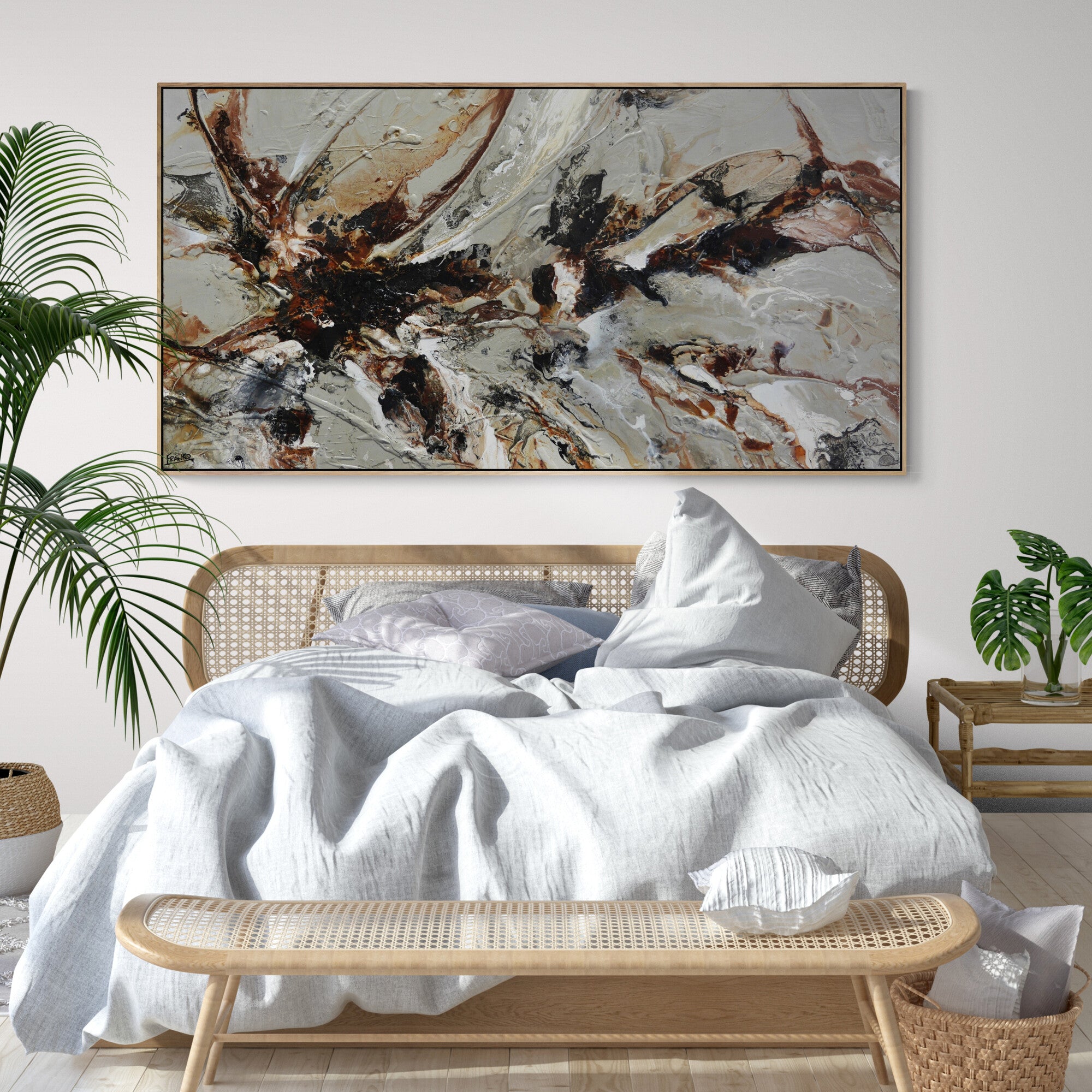 Roasted 190cm x 100cm Rustic Textured Abstract Painting (SOLD)-Abstract-[Franko_Artist]-[The_Block]-[Dream_Homes]-[ideas]-[Grand_Designs]-[Art_Lover]-Franklin Art Studio