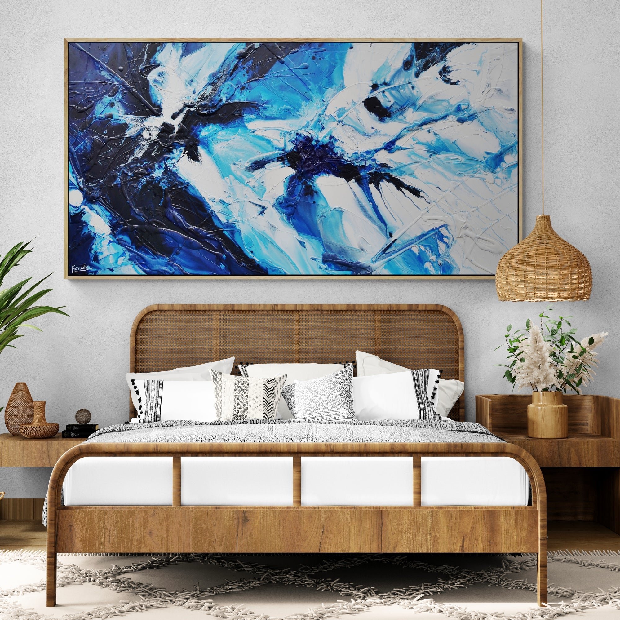 Blue Static 190cm x 100cm Blues White Black Textured Abstract Painting (SOLD)-Abstract-[Franko_Artist]-[Australian_artist]-[Gold_Coast]-[Brisbane]-[modern]-[contemporary]-[original]-[Large_artwork]-[The_Block]-[Dream_Homes]-[ideas]-[Grand_Designs]-[Art_Lover]-Franklin Art Studio