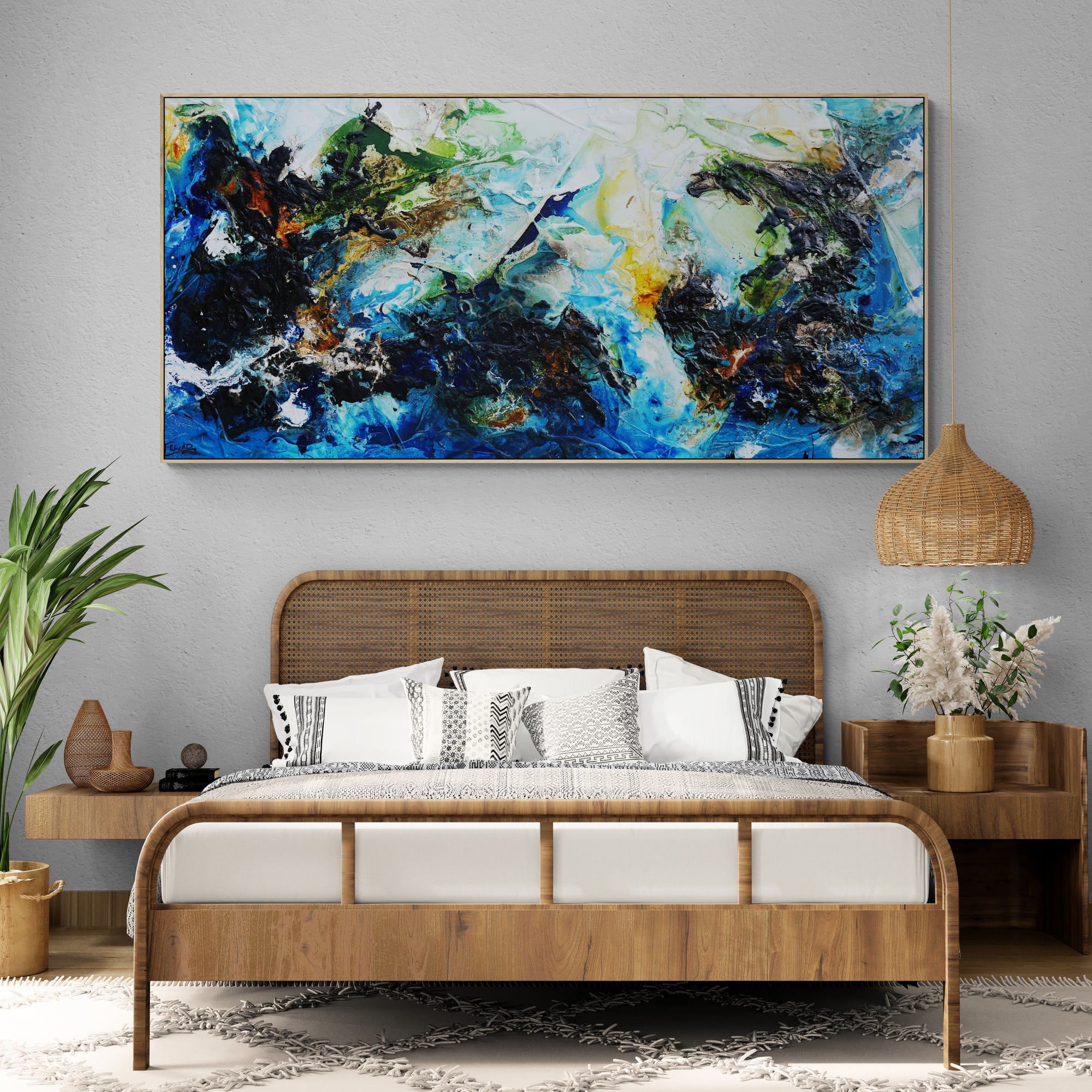Blue Summer 210cm x 100cm Textured Abstract Painting (SOLD)-Abstract-[Franko_Artist]-[Australian_artist]-[Gold_Coast]-[Brisbane]-[modern]-[contemporary]-[original]-[Large_artwork]-[The_Block]-[Dream_Homes]-[ideas]-[Grand_Designs]-[Art_Lover]-Franklin Art Studio