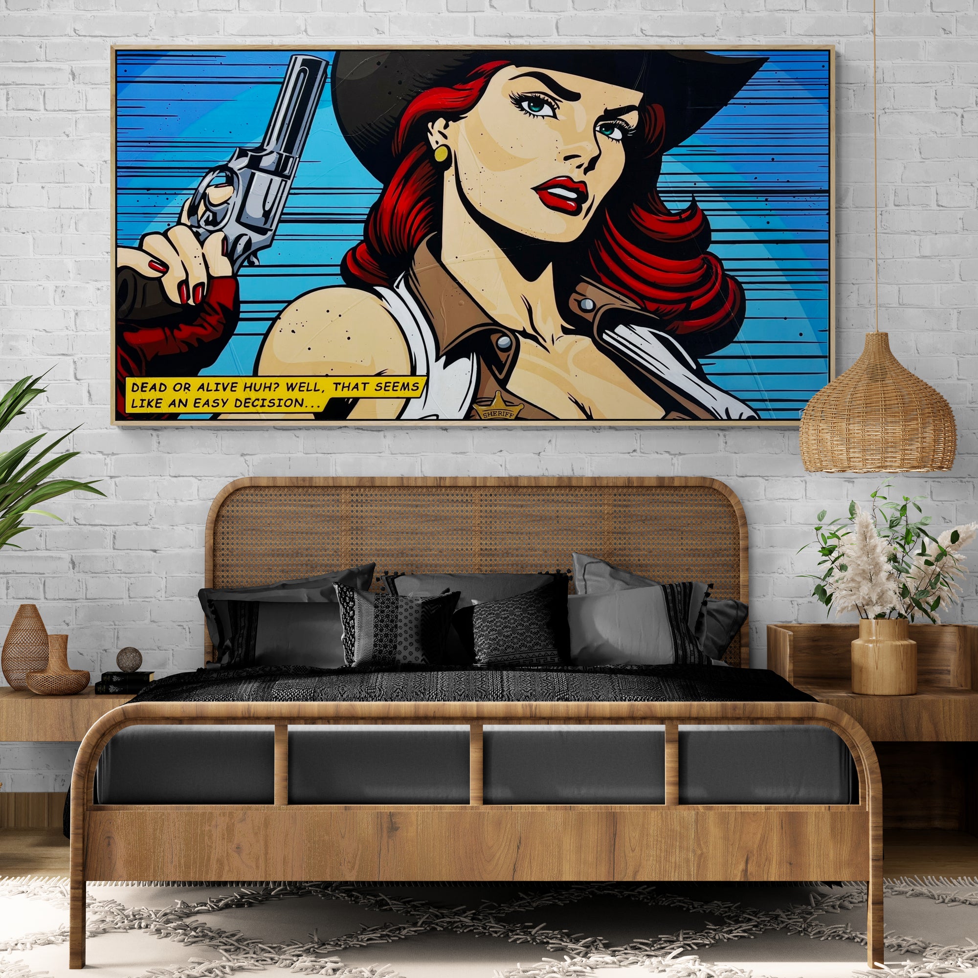 Cowgirls and Guns 190cm x 100cm Classic Pop Art Painting (SOLD)-Urban Pop Art-[Franko_Artist]-[Australian_artist]-[Gold_Coast]-[Brisbane]-[modern]-[contemporary]-[original]-[Large_artwork]-[The_Block]-[Dream_Homes]-[ideas]-[Grand_Designs]-[Art_Lover]-Franklin Art Studio