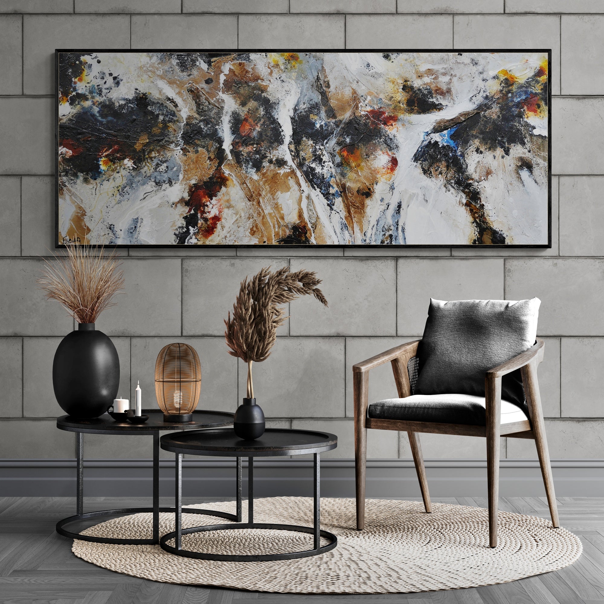 Raw Tectonic 200cm x 80cm Rustic Textured Abstract Painting (SOLD)-Abstract-[Franko_Artist]-[The_Block]-[Dream_Homes]-[ideas]-[Grand_Designs]-[Art_Lover]-Franklin Art Studio