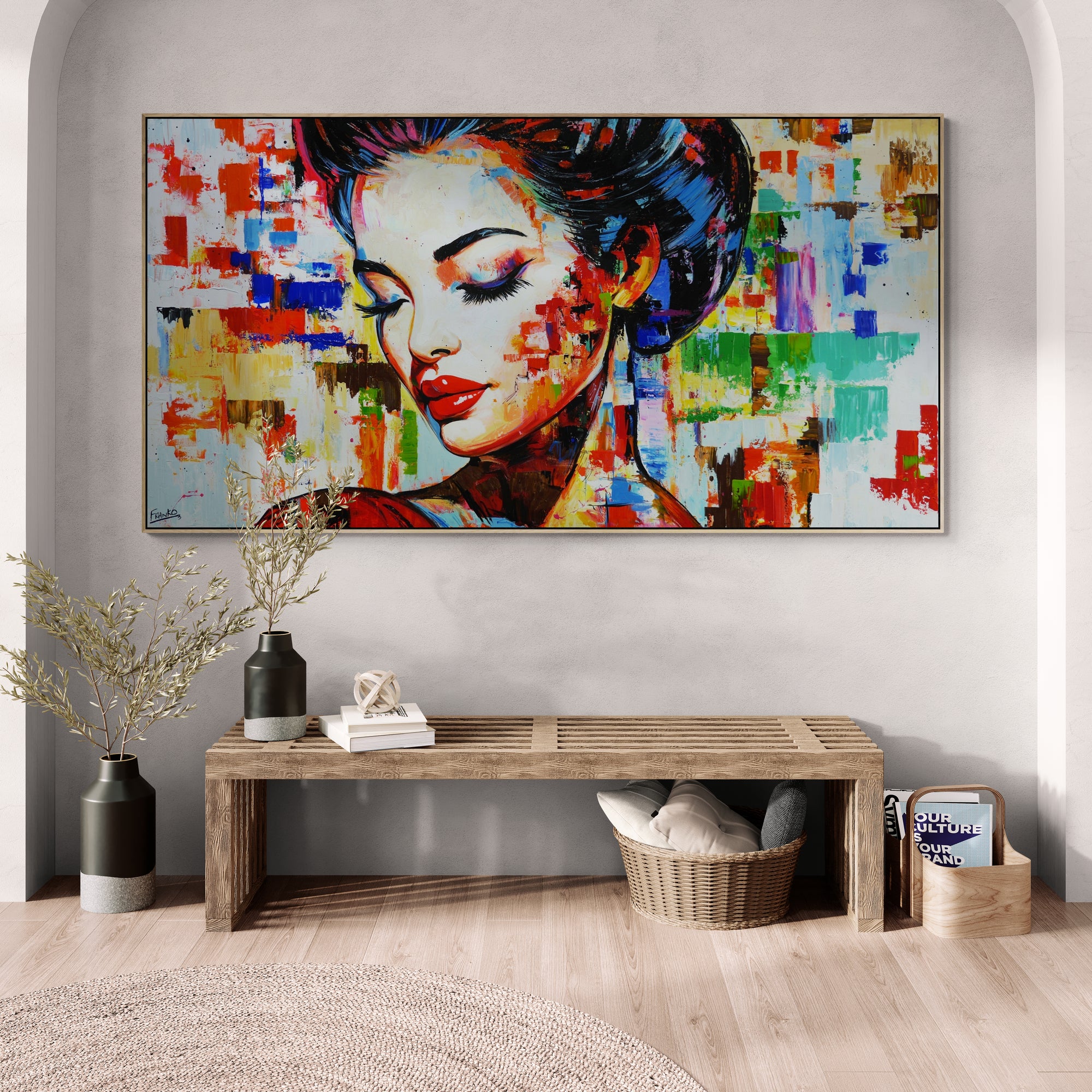 update alt-text with template Yuga 190cm x 100cm FRAMED Abstract Realism Textured Painting-people-[Franko_Artist]-[The_Block]-[Dream_Homes]-[ideas]- [Grand_Designs]-Franklin Art Studio
