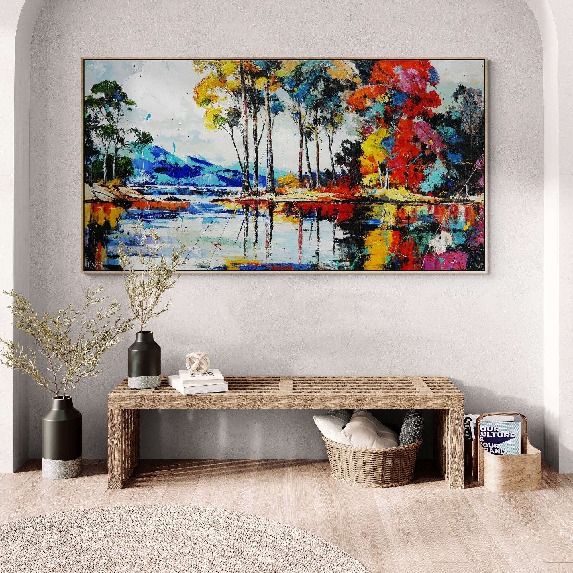 A Quiet Reach 190cm x 100cm FRAMED Landscape Textured Abstract Realism Painting (SOLD)-abstract realism-[Franko_Artist]-[The_Block]-[Dream_Homes]-[ideas]- [Grand_Designs]-Franklin Art Studio