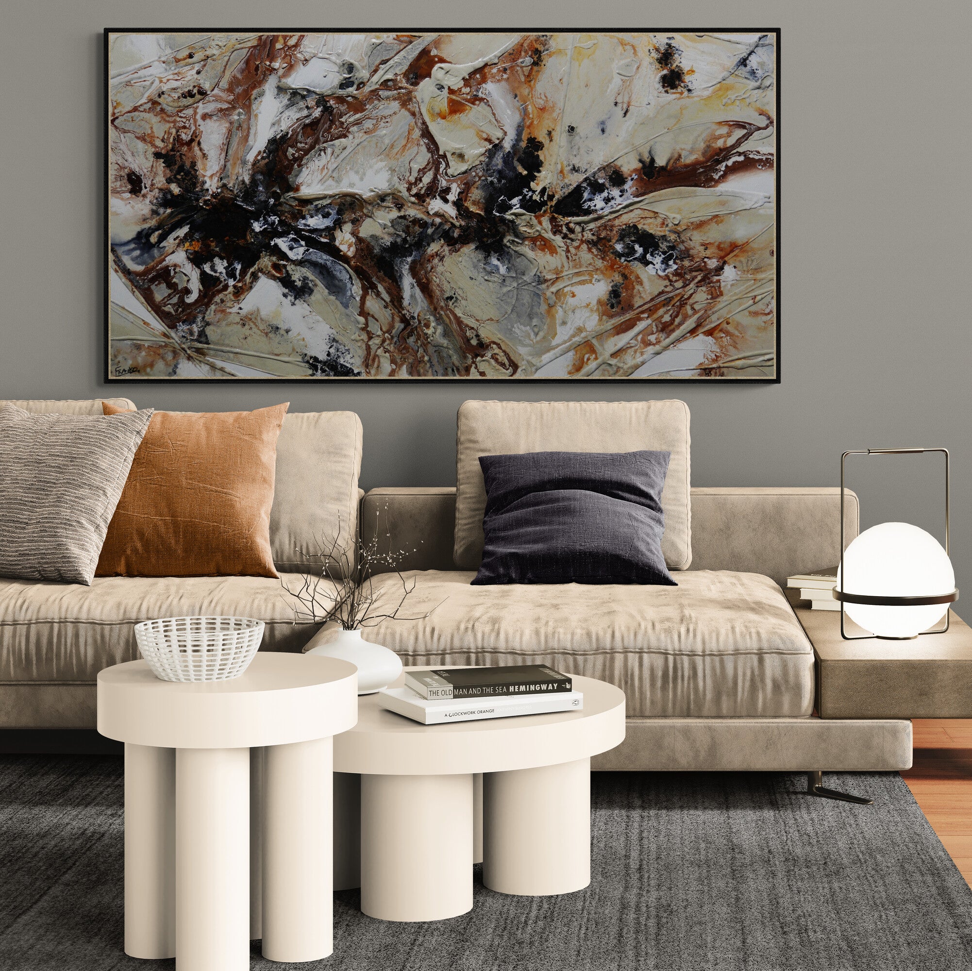 Caramel and Almonds 190cm x 100cm Textured Abstract Painting (SOLD)