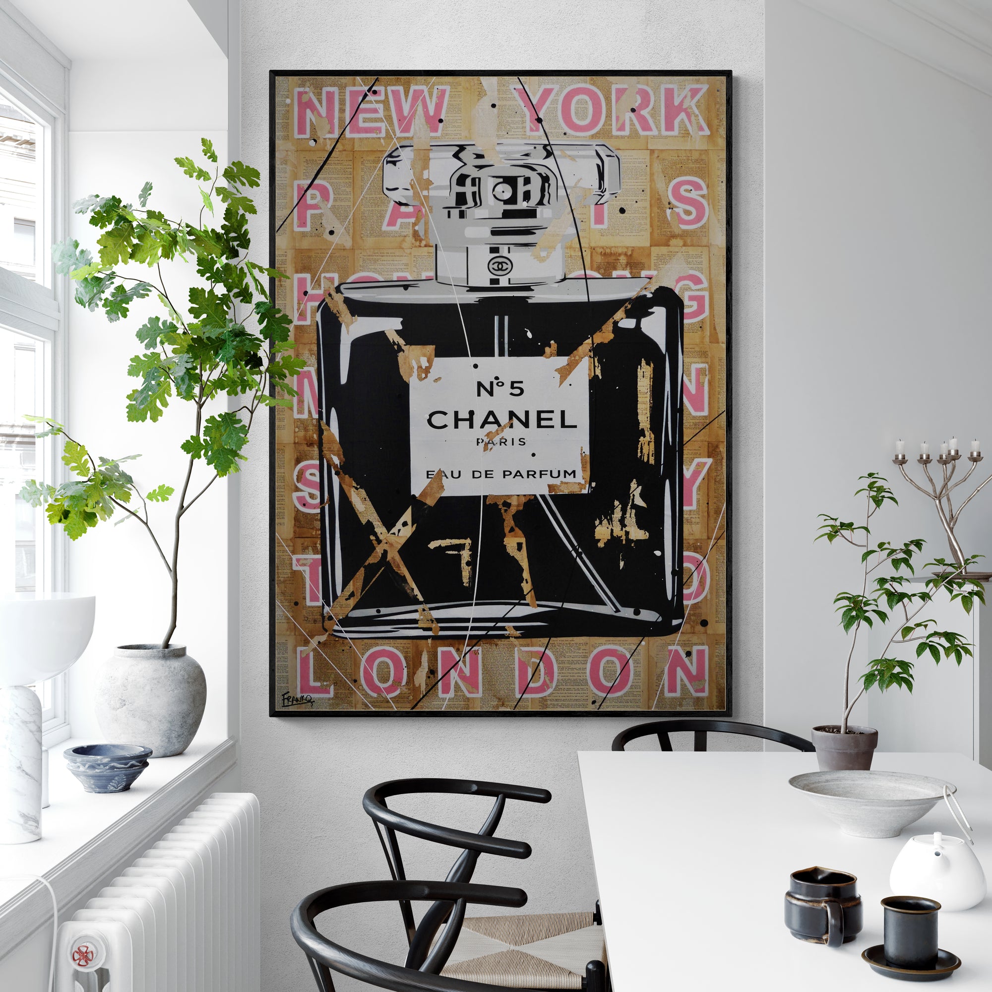 Ripped Fragrances 140cm x 100cm Chanel Perfume Bottle Urban Pop Book Club Painting (SOLD)-book club-[Franko_Artist]-[Australian_artist]-[Gold_Coast]-[Brisbane]-[modern]-[contemporary]-[original]-[Large_artwork]-[The_Block]-[Dream_Homes]-[ideas]-[Grand_Designs]-[Art_Lover]-Franklin Art Studio