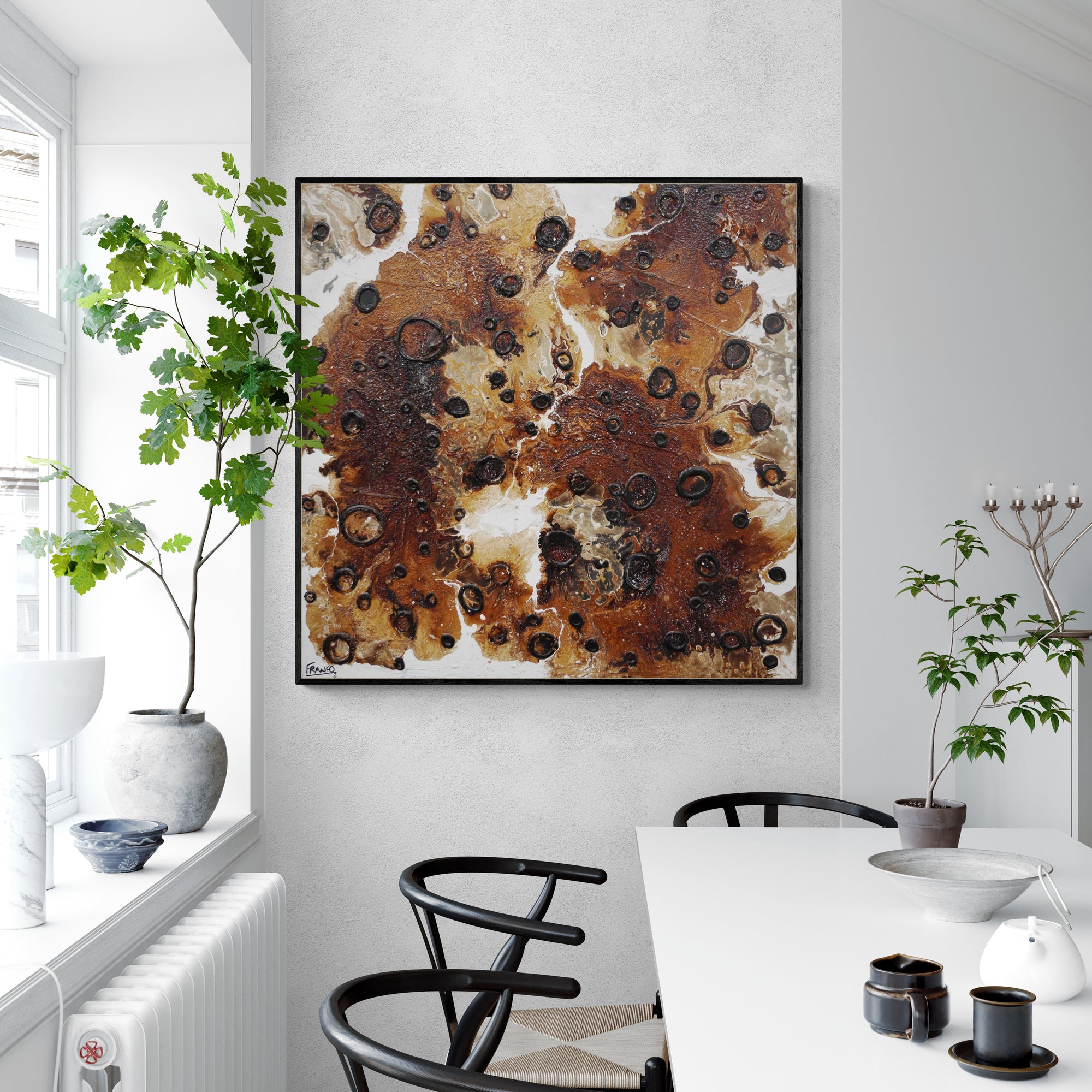 update alt-text with template Popcorn Honey 100cm x 100cm Rusts Honey Textured Abstract Painting (SOLD)-Abstract-[Franko_Artist]-[Australian_artist]-[Gold_Coast]-[Brisbane]-[modern]-[contemporary]-[original]-[Large_artwork]-Franklin Art Studio