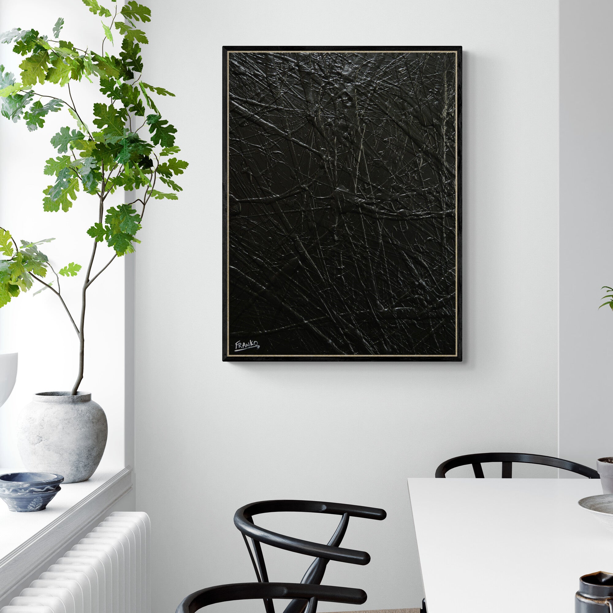 Little Bit Wicked 75cm x 100cm Black Textured Abstract Painting (SOLD)
