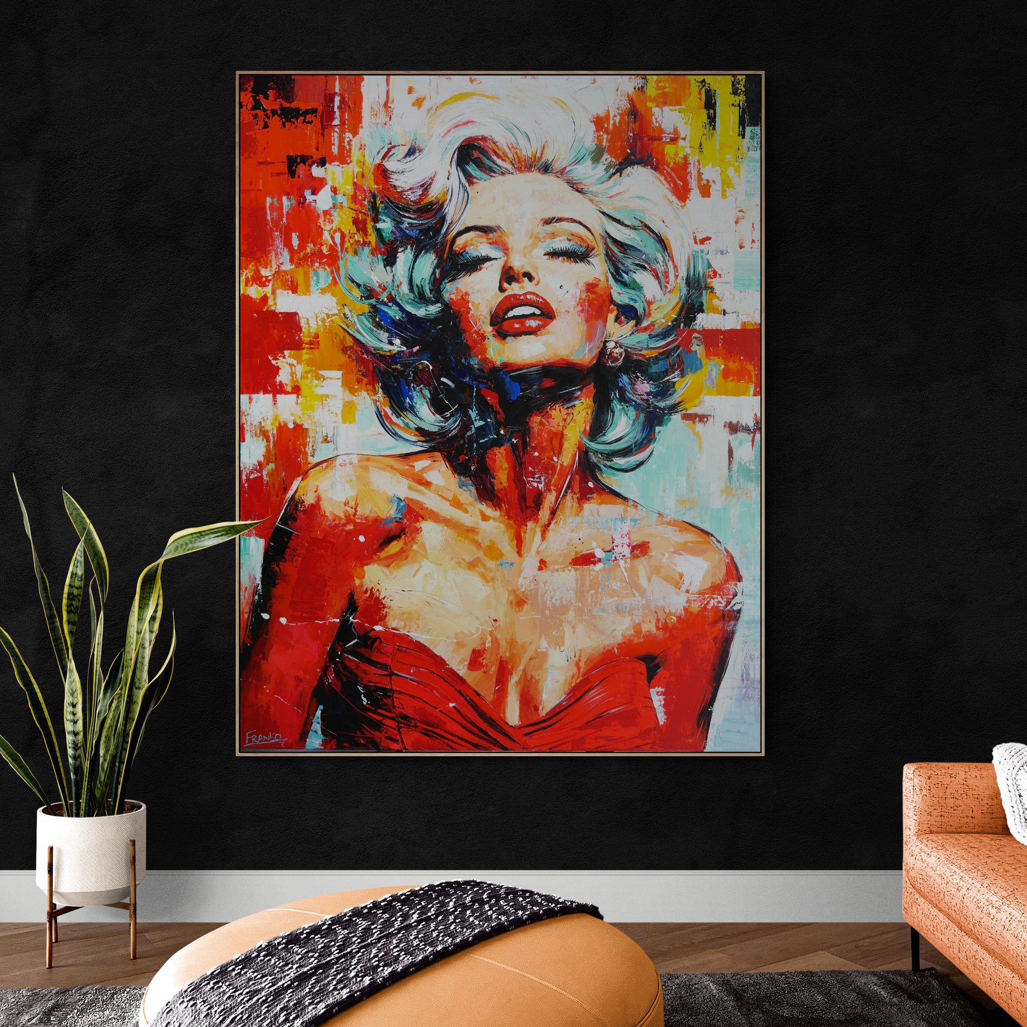 update alt-text with template Scarlett Blonde 140cm x 180cm Marilyn Monroe Textured Abstract Realism Painting (SOLD)-abstract realism-[Franko_Artist]-[The_Block]-[Dream_Homes]-[ideas]- [Grand_Designs]-Franklin Art Studio