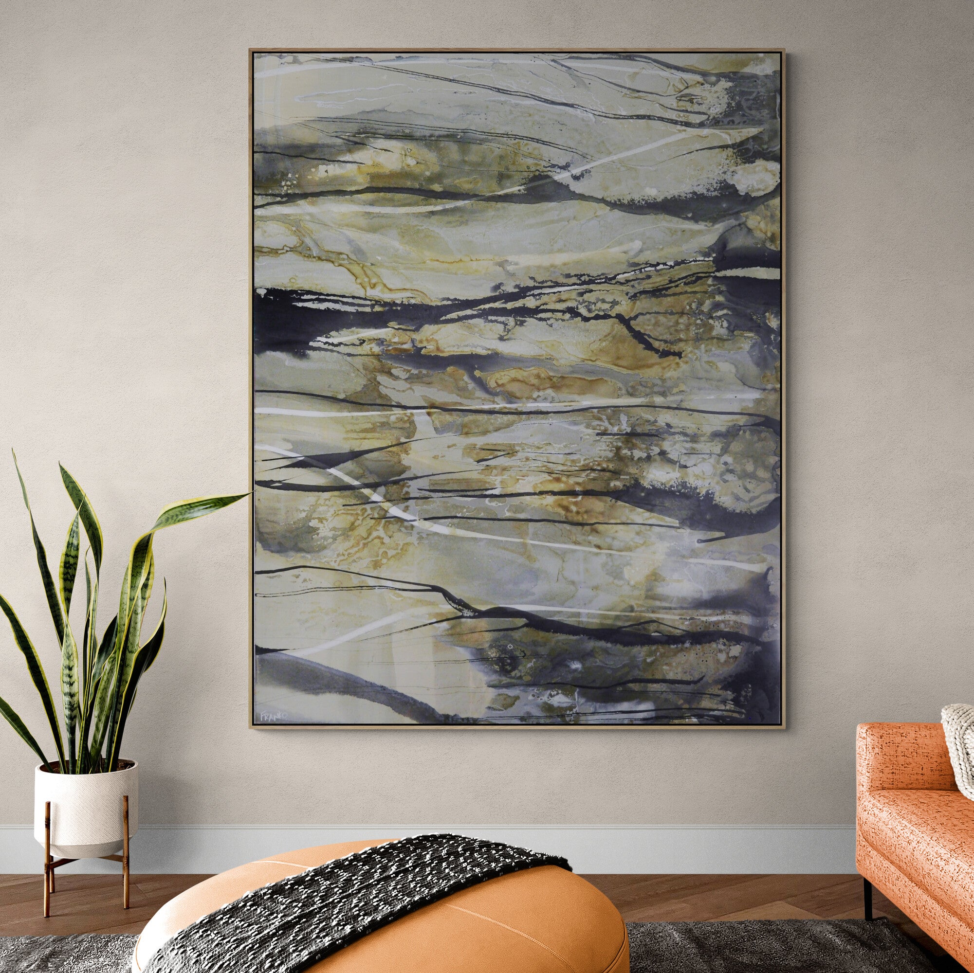 Refined 909 140cm x 180cm Rustic Blended Ink Abstract Painting (SOLD)-Abstract-[Franko_Artist]-[The_Block]-[Dream_Homes]-[ideas]-[Grand_Designs]-[Art_Lover]-Franklin Art Studio