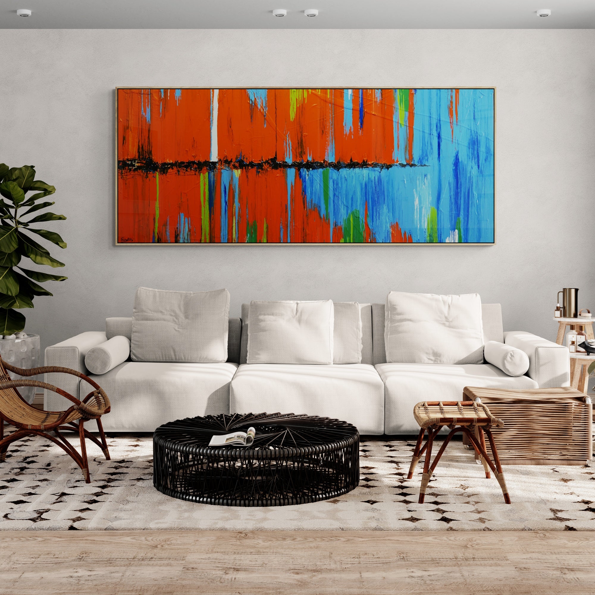 update alt-text with template Blue Boulevard 240cm x 100cm Textured Abstract Painting-Abstract-[Franko_Artist]-[The_Block]-[Dream_Homes]-[ideas]- [Grand_Designs]-Franklin Art Studio