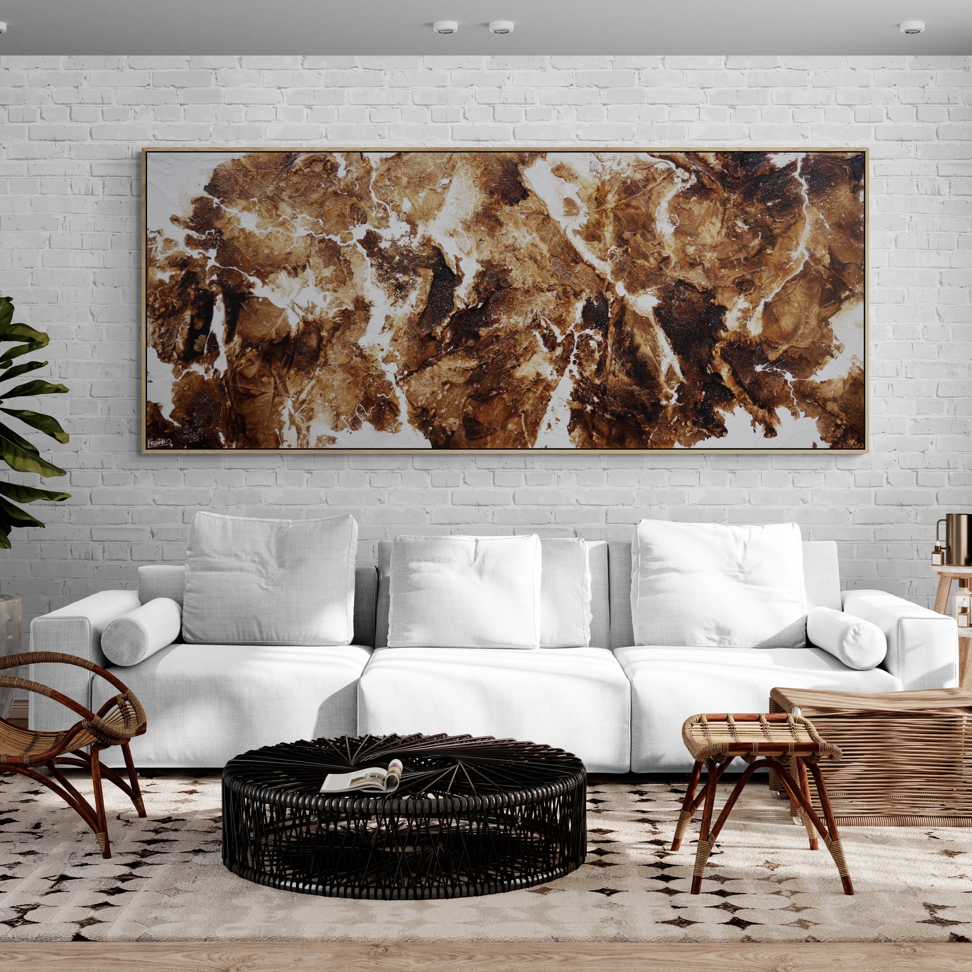 Raw Finesse 240cm x 100cm Rust White Textured Abstract Painting (SOLD)-Abstract-[Franko_Artist]-[Australian_artist]-[Gold_Coast]-[Brisbane]-[modern]-[contemporary]-[original]-[Large_artwork]-[The_Block]-[Dream_Homes]-[ideas]-[Grand_Designs]-[Art_Lover]-Franklin Art Studio