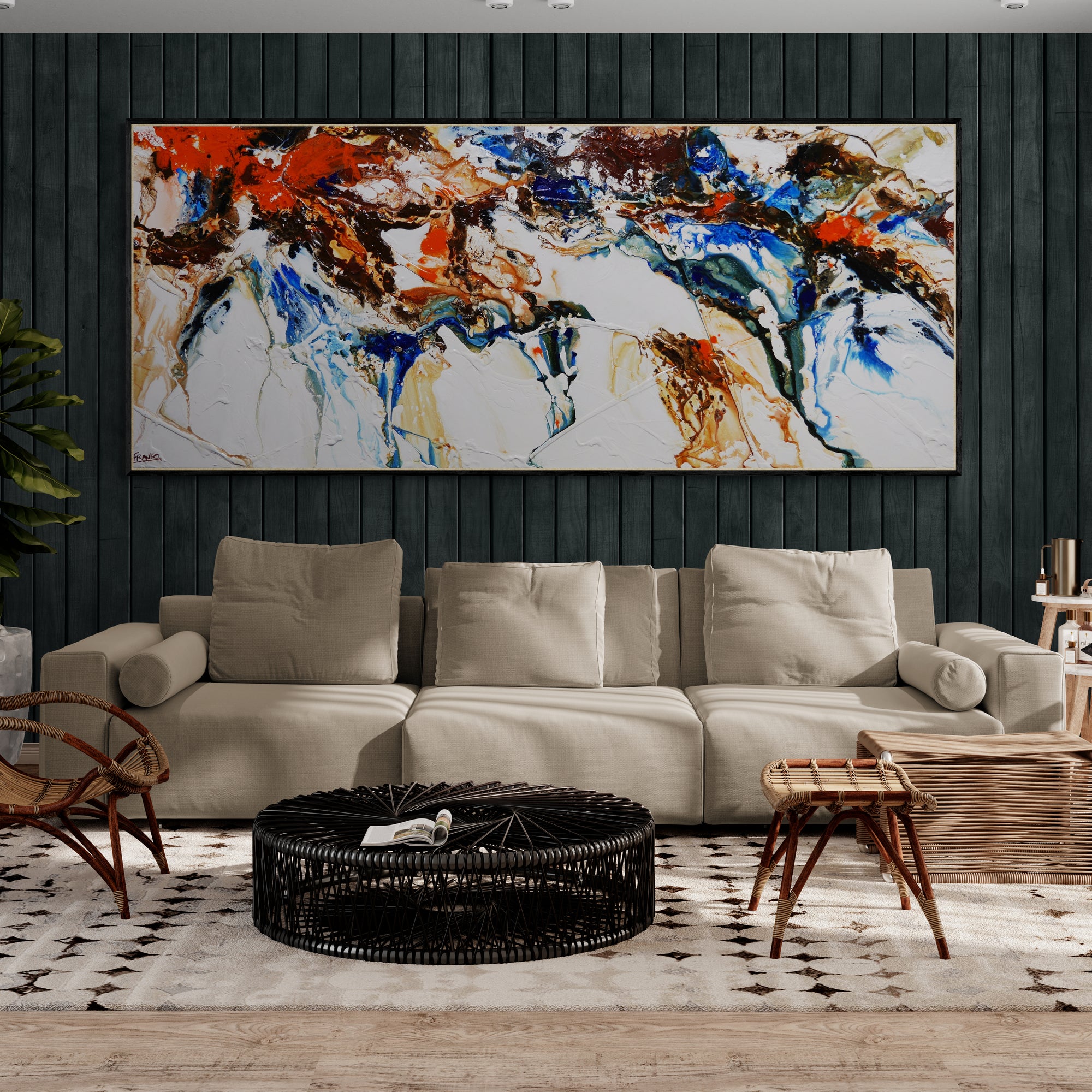 Coastal Horizon 240cm x 100cm Textured Abstract Painting