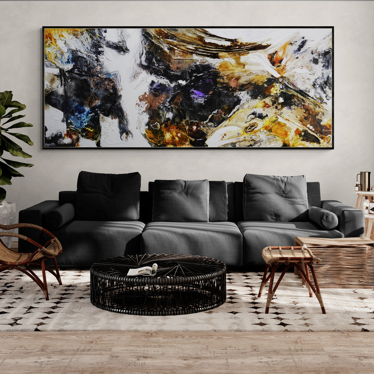 Witches Union 240cm x 100cm Brown Black Textured Abstract Painting