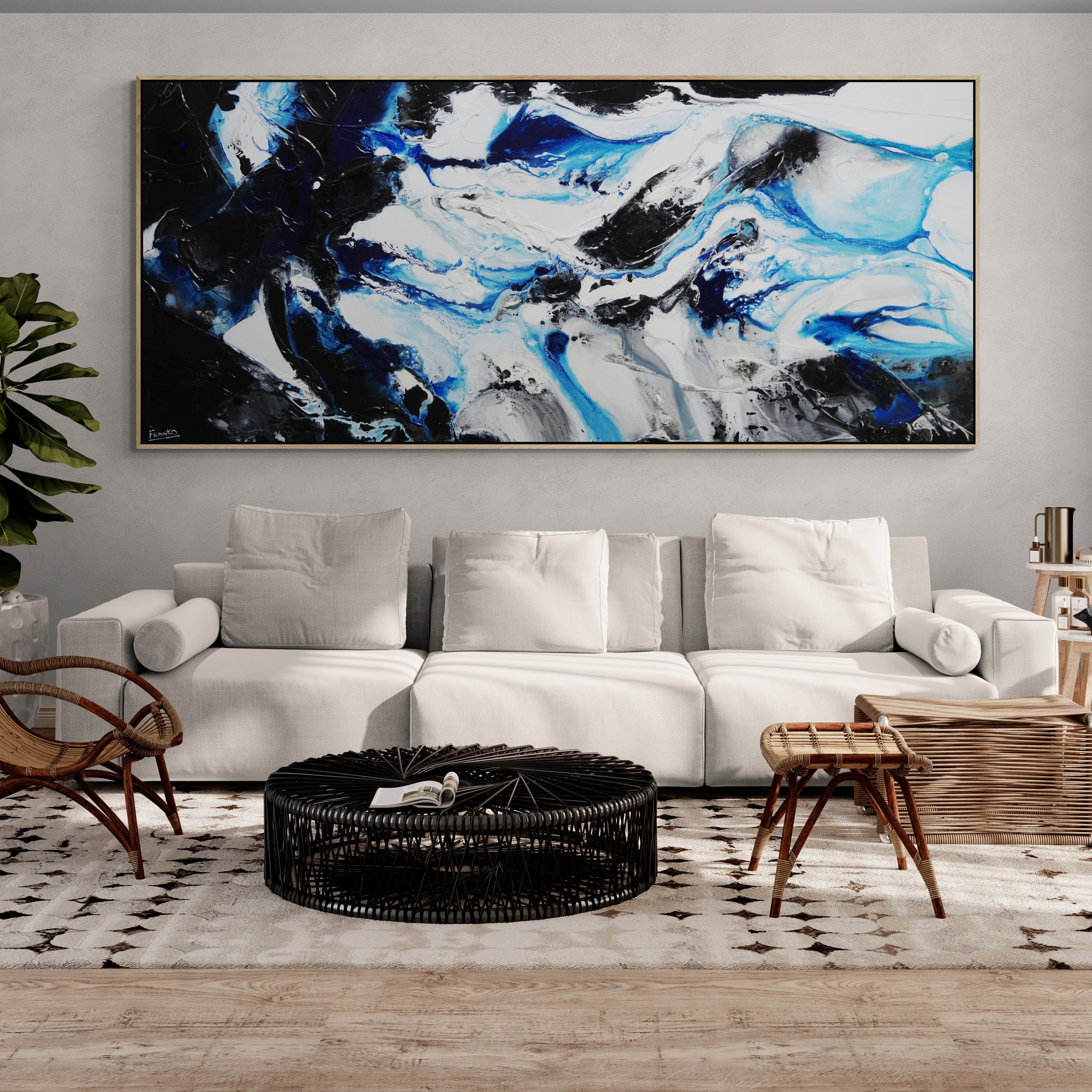 Cobalt Maximus 270cm x 120cm Textured Abstract Painting
