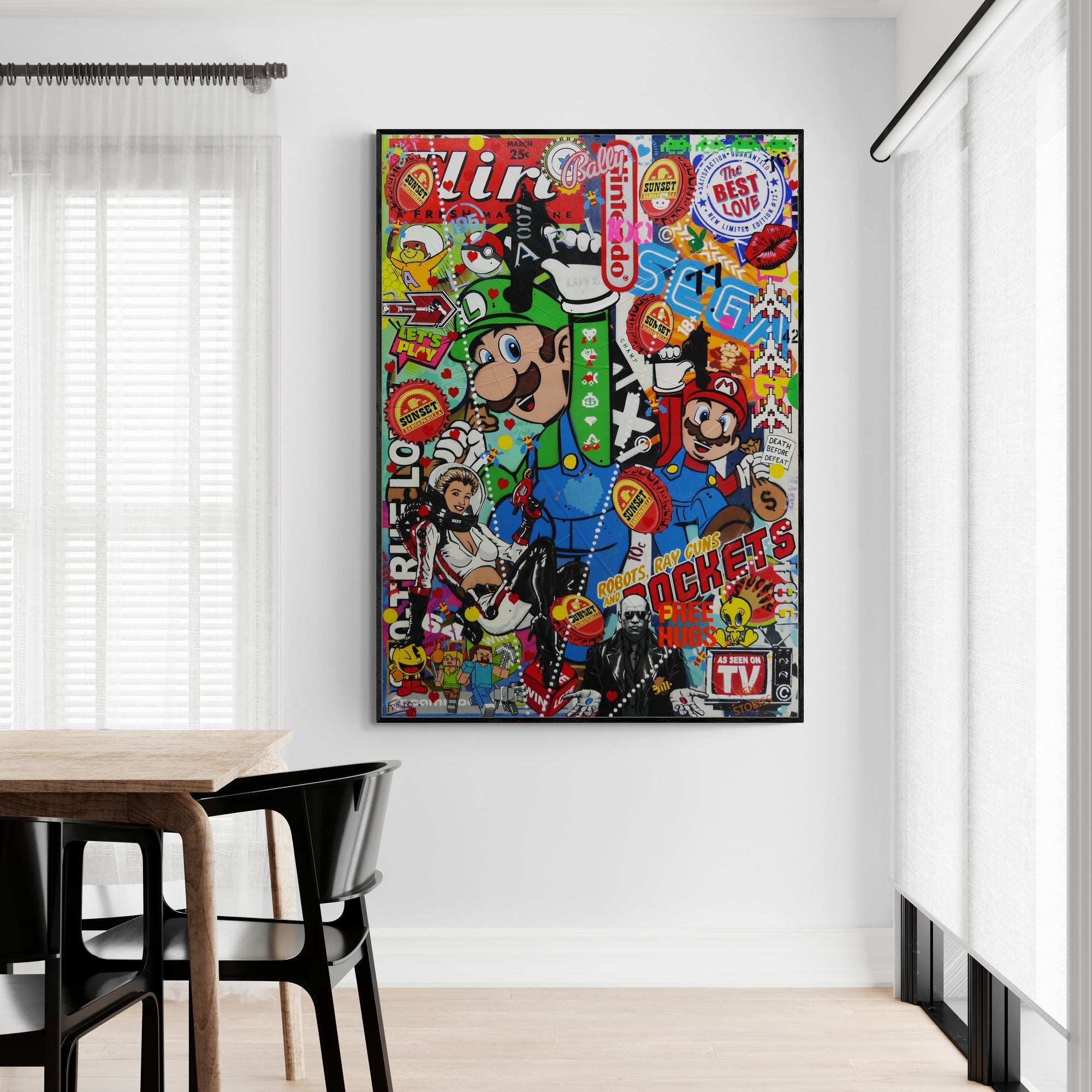 Italian Bandits 100cm x 140cm Textured Urban Pop Art Painting (SOLD)-Urban Pop Art-[Franko_Artist]-[Australian_artist]-[Gold_Coast]-[Brisbane]-[modern]-[contemporary]-[original]-[Large_artwork]-[The_Block]-[Dream_Homes]-[ideas]-[Grand_Designs]-[Art_Lover]-Franklin Art Studio