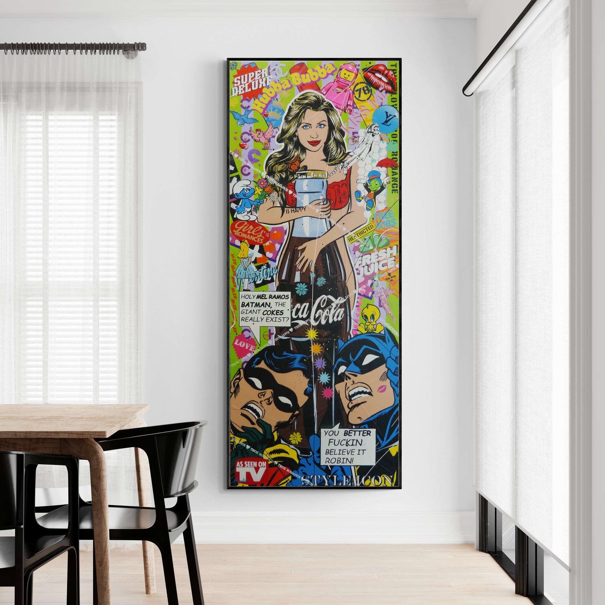 Hubba Bubba Babe 200cm x 80cm Textured Urban Pop Art Painting (SOLD)-Urban Pop Art-[Franko_Artist]-[Australian_artist]-[Gold_Coast]-[Brisbane]-[modern]-[contemporary]-[original]-[Large_artwork]-[The_Block]-[Dream_Homes]-[ideas]-[Grand_Designs]-[Art_Lover]-Franklin Art Studio