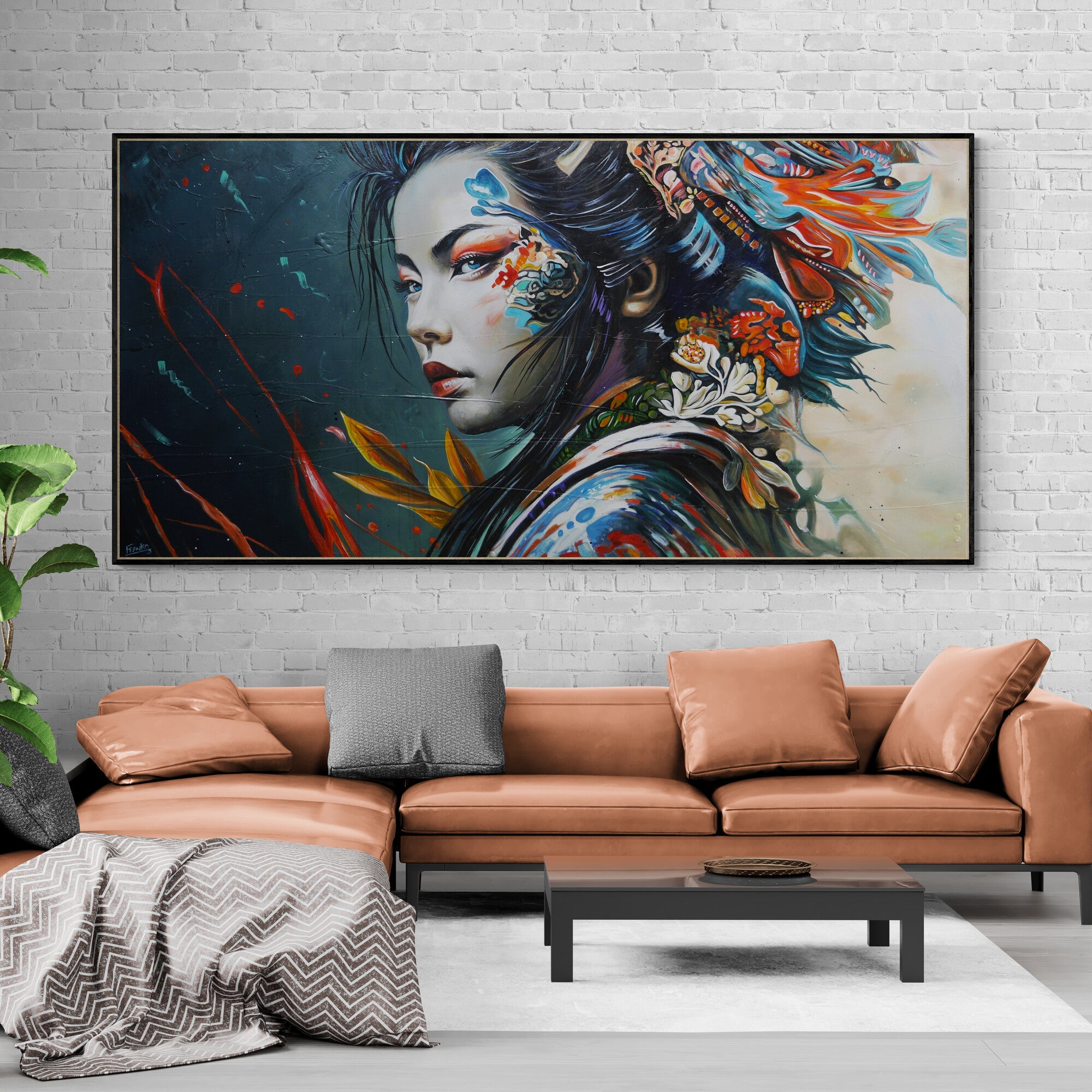 Isamu 240cm x 120cm Framed Abstract Realism Textured Painting