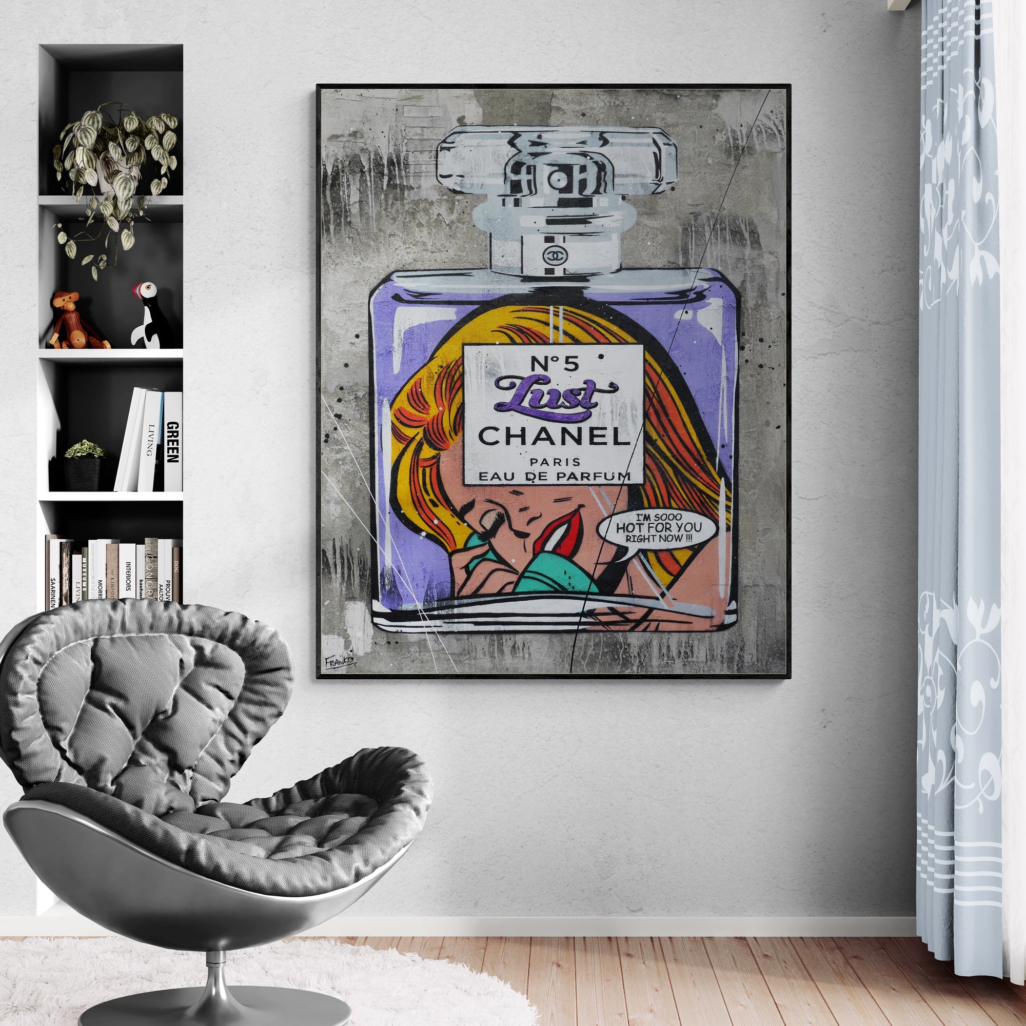 Sooo Hot 120cm x 150cm Perfume Concrete Textured Urban Pop Art Painting-Urban Pop Art-[Franko_Artist]-[Australian_artist]-[Gold_Coast]-[Brisbane]-[modern]-[contemporary]-[original]-[Large_artwork]-[The_Block]-[Dream_Homes]-[ideas]-[Grand_Designs]-[Art_Lover]-Franklin Art Studio