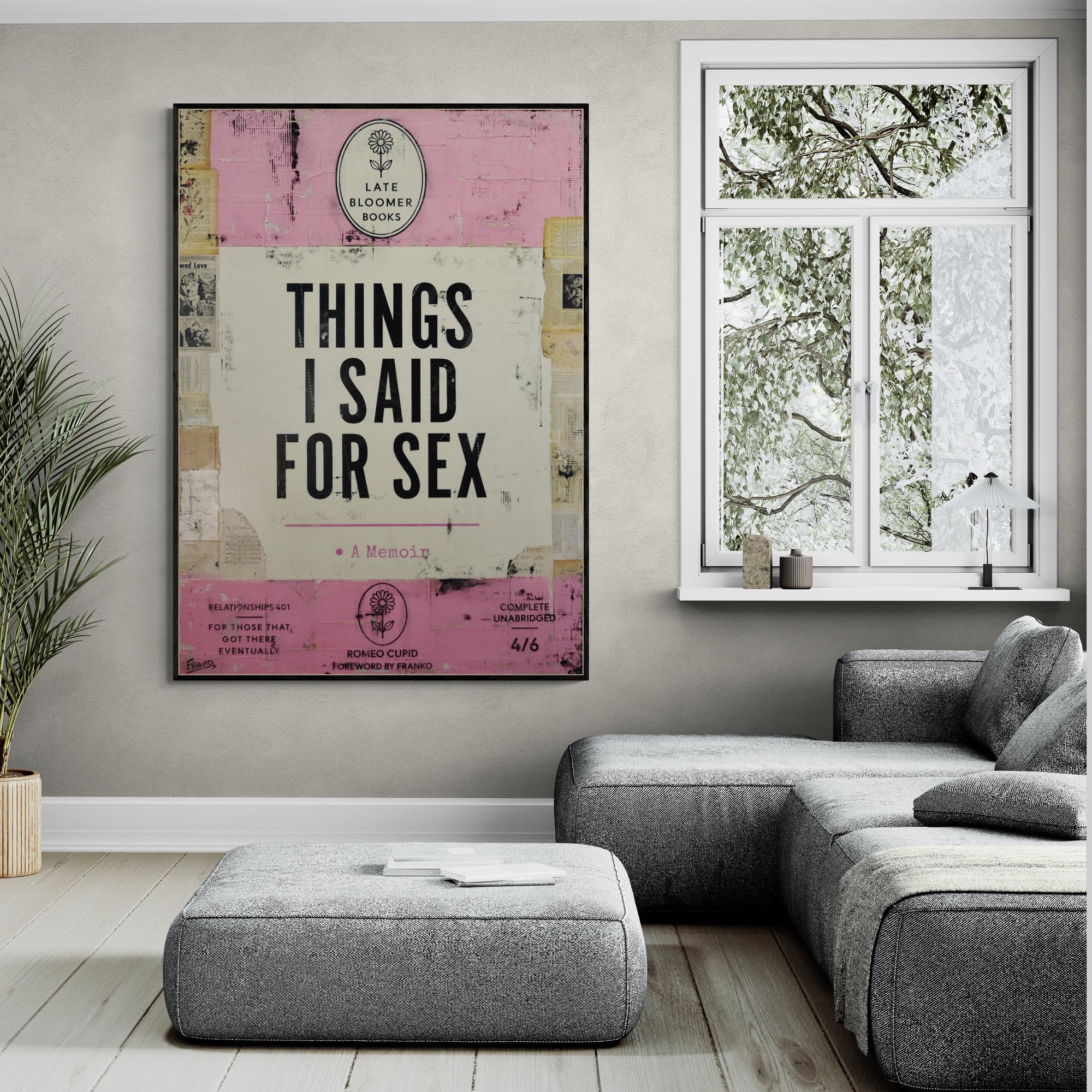 Late Bloomer Relationships 27 100cm x 140cm Urban Pop Book Club Painting