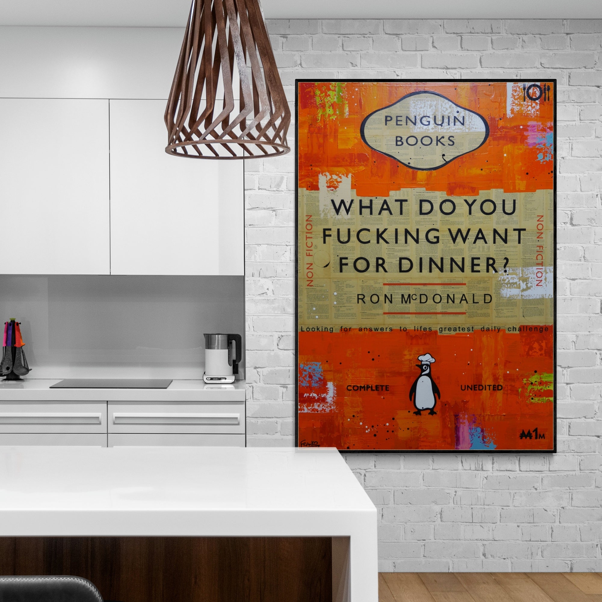 Dinner Time 140cm x 100cm Cooking Urban Pop Book Club Painting (SOLD)-book club-[Franko_Artist]-[The_Block]-[Dream_Homes]-[ideas]-[Grand_Designs]-[Art_Lover]-Franklin Art Studio