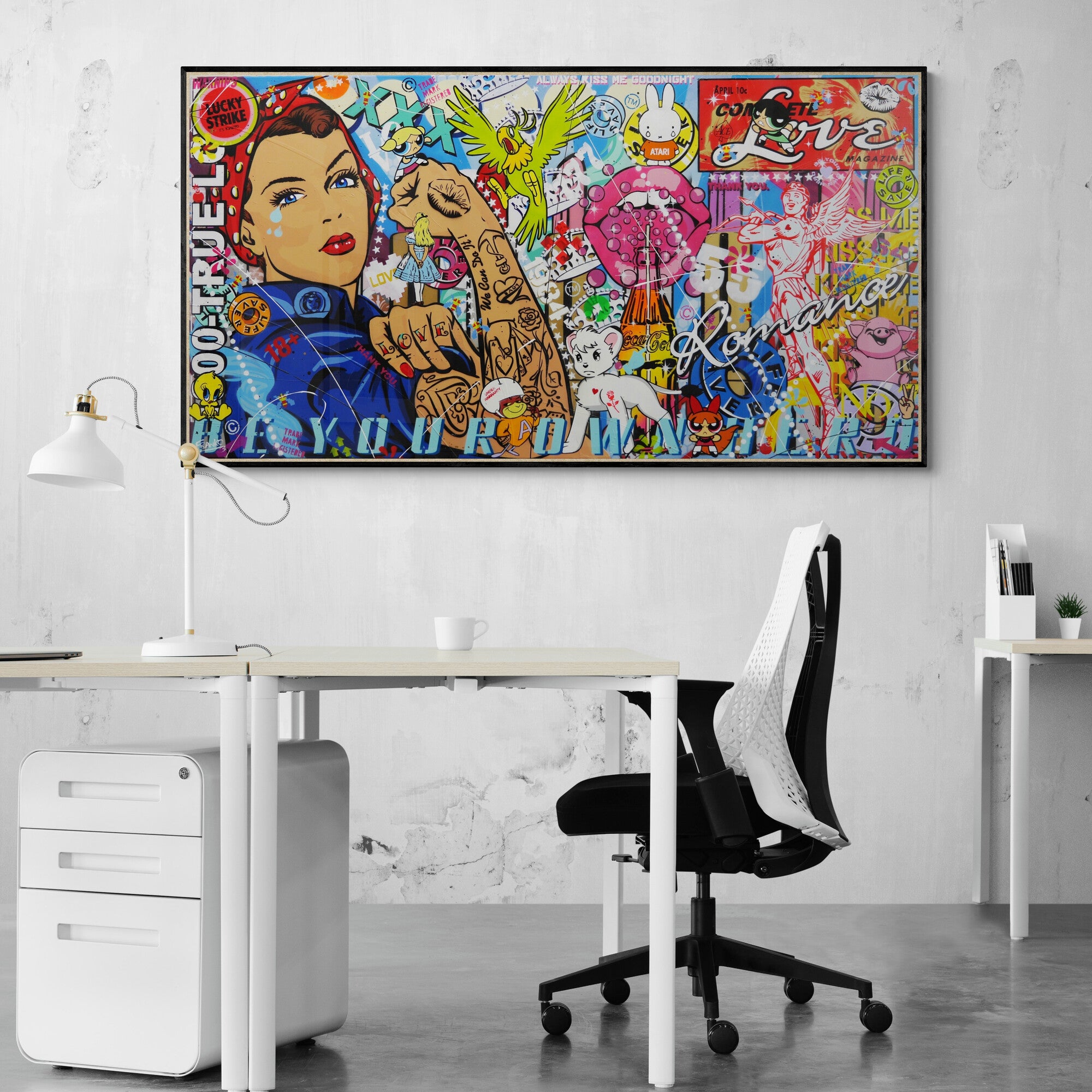 Rebel Rosie 190cm x 100cm Rosie The Riveter Textured Urban Pop Art Painting (SOLD)