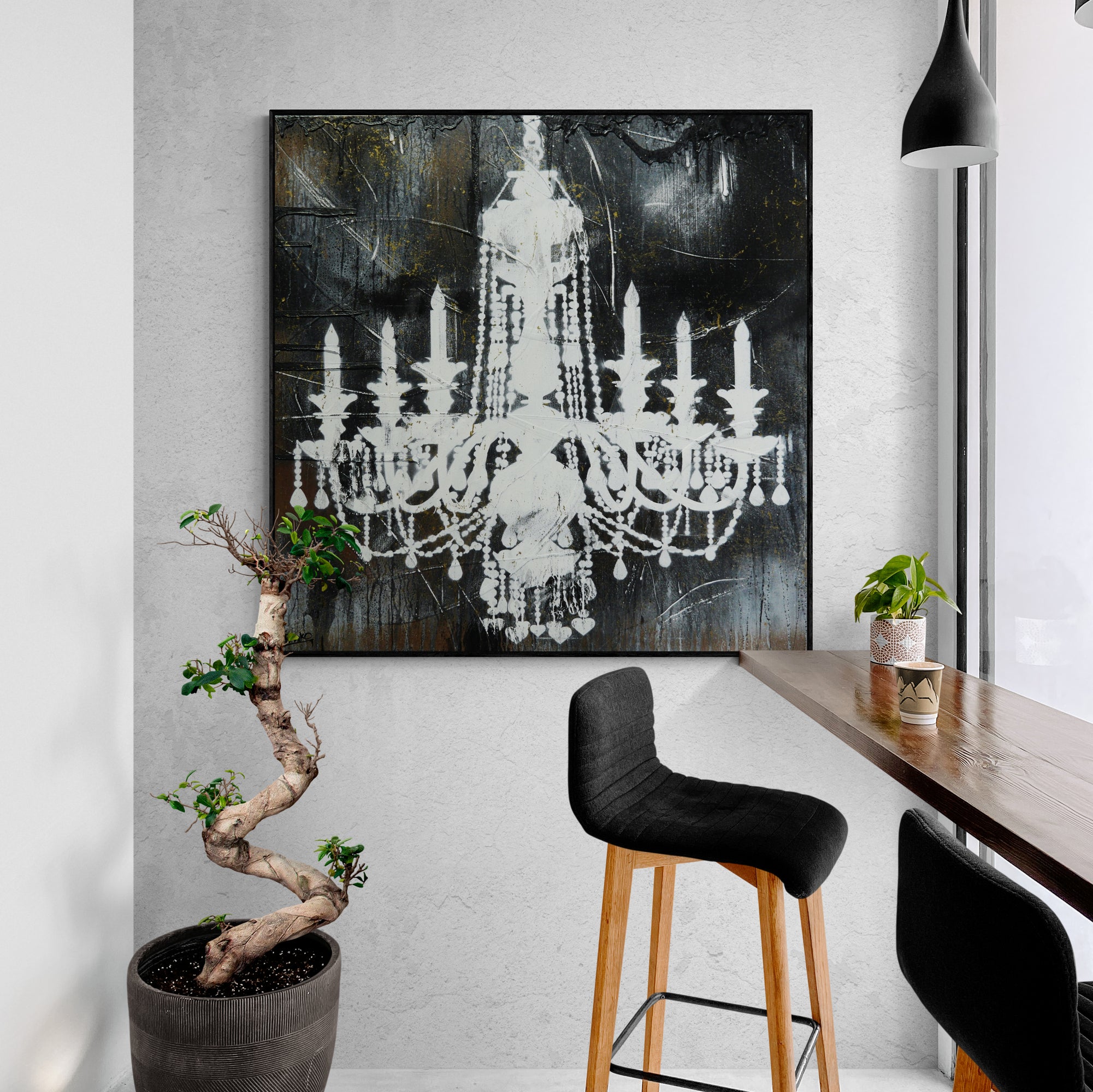 update alt-text with template Gothic Drama 120cm x 120cm Chandeleir Textured Urban Pop Art Painting-Urban Pop Art-[Franko_Artist]-[The_Block]-[Dream_Homes]-[ideas]- [Grand_Designs]-Franklin Art Studio