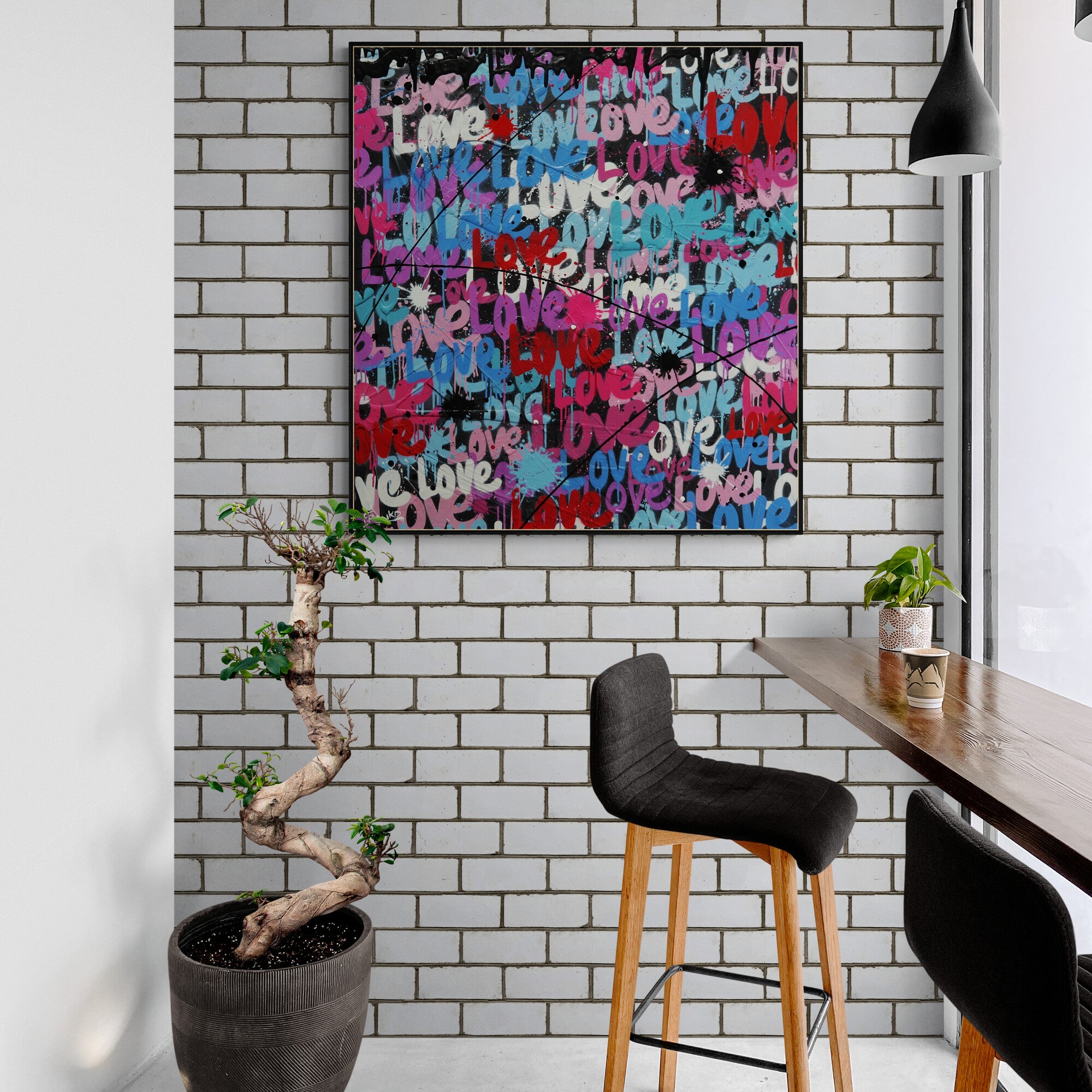 Loving 92cm x 100cm Textured Urban Pop Art Painting (SOLD)-Urban Pop Art-[Franko_Artist]-[The_Block]-[Dream_Homes]-[ideas]-[Grand_Designs]-[Art_Lover]-Franklin Art Studio