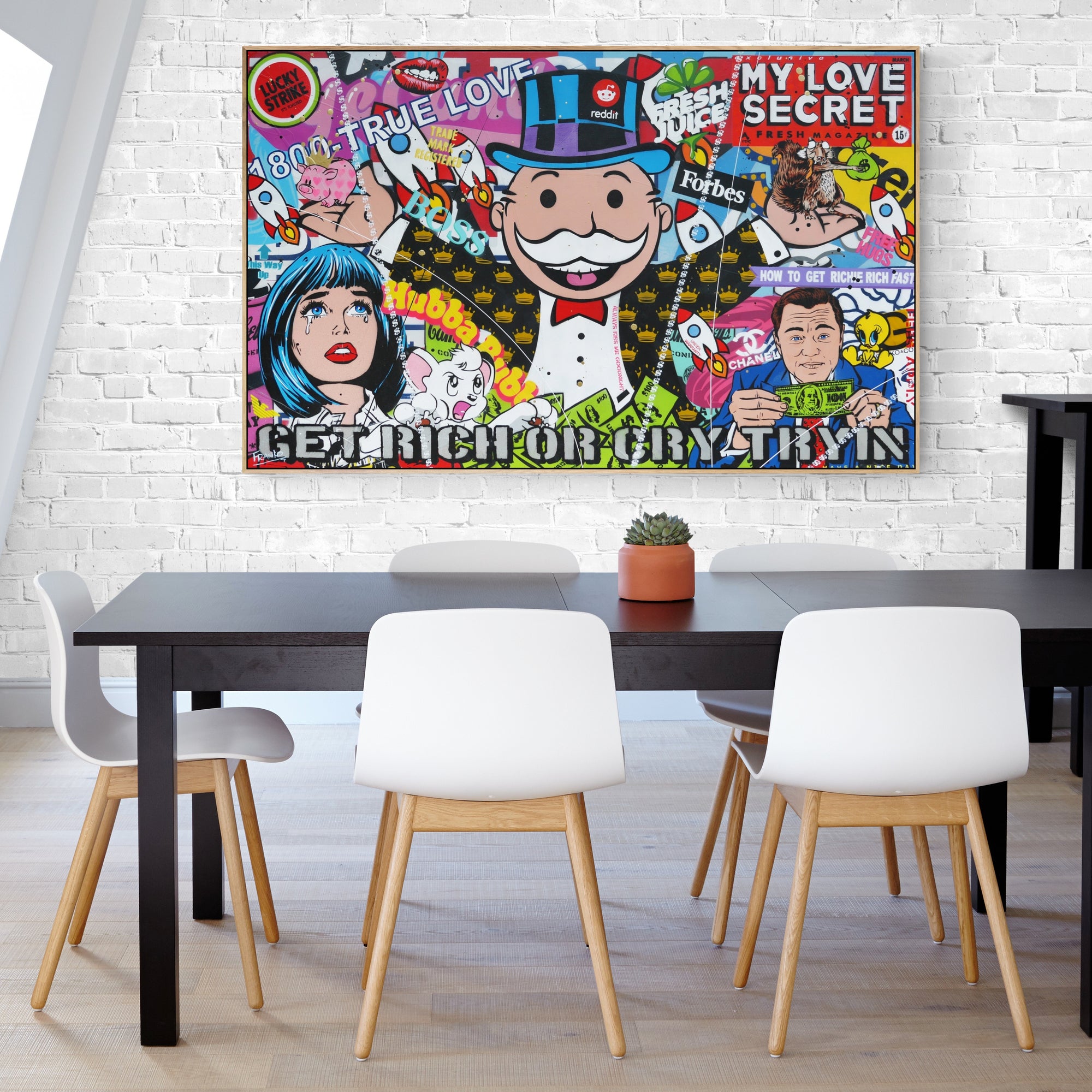 Registered Tears 160cm x 100cm Monopoly Man Textured Urban Pop Art Painting (SOLD)-Urban Pop Art-[Franko_Artist]-[The_Block]-[Dream_Homes]-[ideas]-[Grand_Designs]-[Art_Lover]-Franklin Art Studio