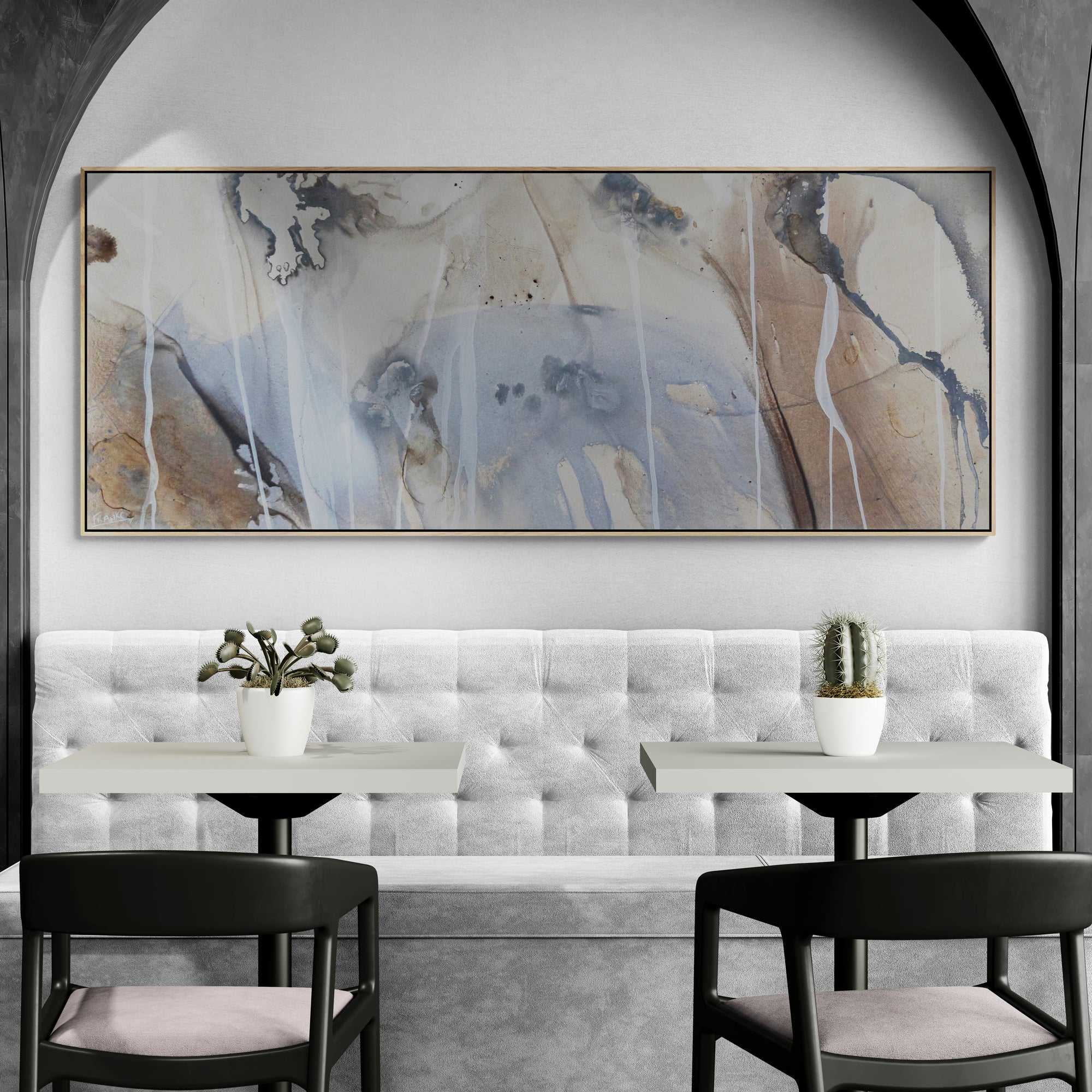 update alt-text with template Refined 80 200cm x 80cm Cream Blue Rust White Grey Blended Abstract Painting (SOLD)-Abstract-[Franko_Artist]-[Australian_artist]-[Gold_Coast]-[Brisbane]-[modern]-[contemporary]-[original]-[Large_artwork]-Franklin Art Studio