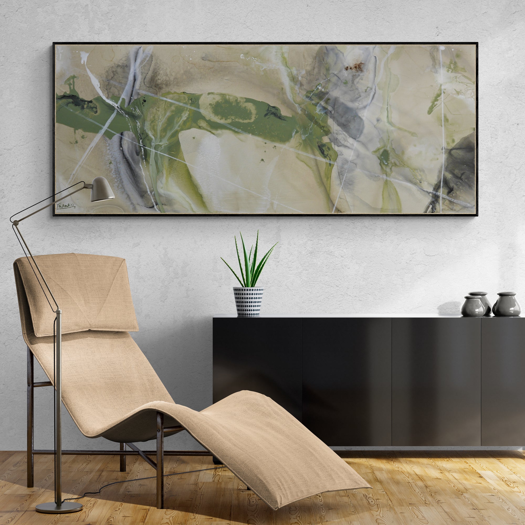 Refined 828 200cm x 80cm Blended Ink Abstract Painting (SOLD)