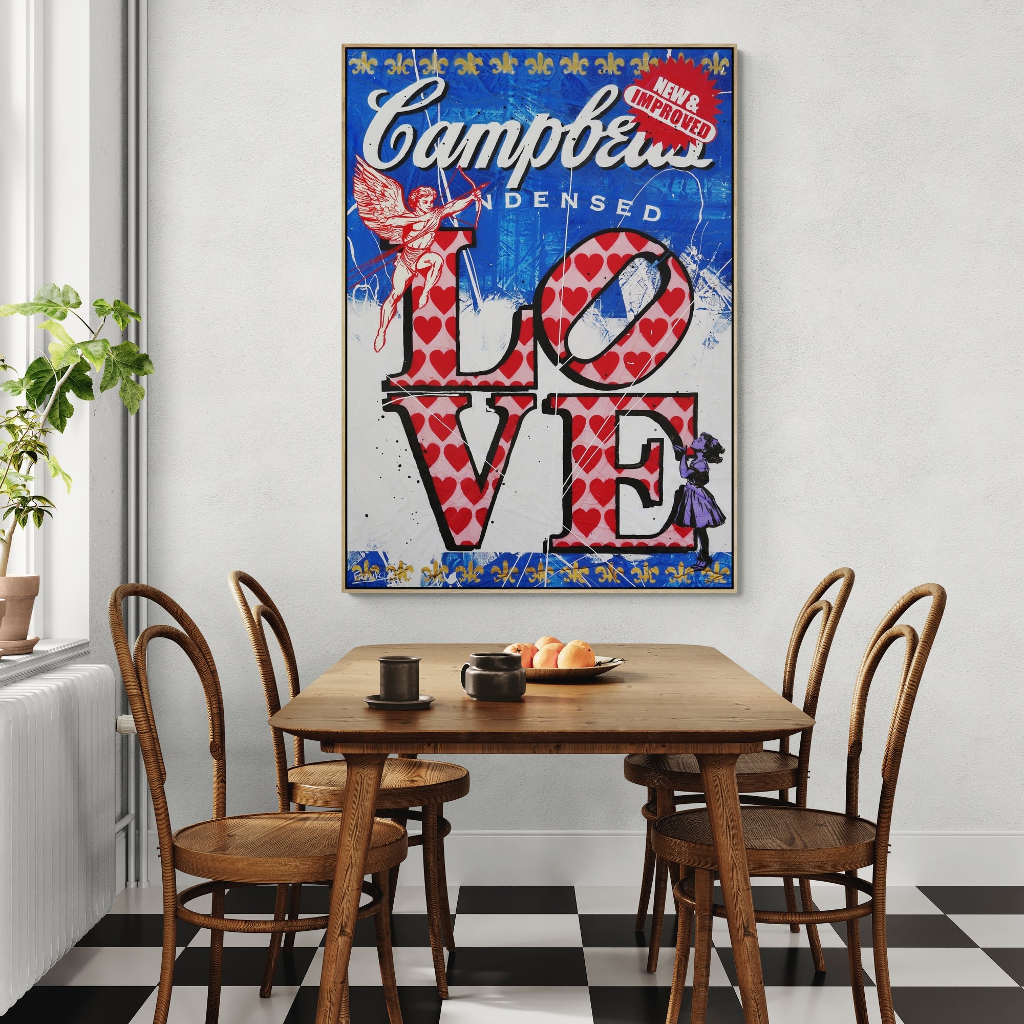 update alt-text with template Cupids Love 140cm x 100cm Campbell's Soup Textured Urban Pop Art Painting (SOLD)-Urban Pop Art-[Franko_Artist]-[The_Block]-[Dream_Homes]-[ideas]- [Grand_Designs]-Franklin Art Studio