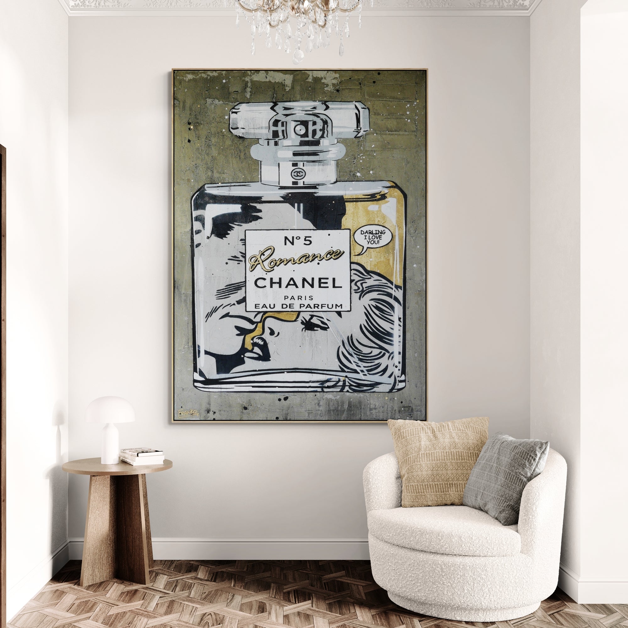 Golden Romance 100cm x 140cm Perfume Concrete Textured Urban Pop Art Painting (SOLD)