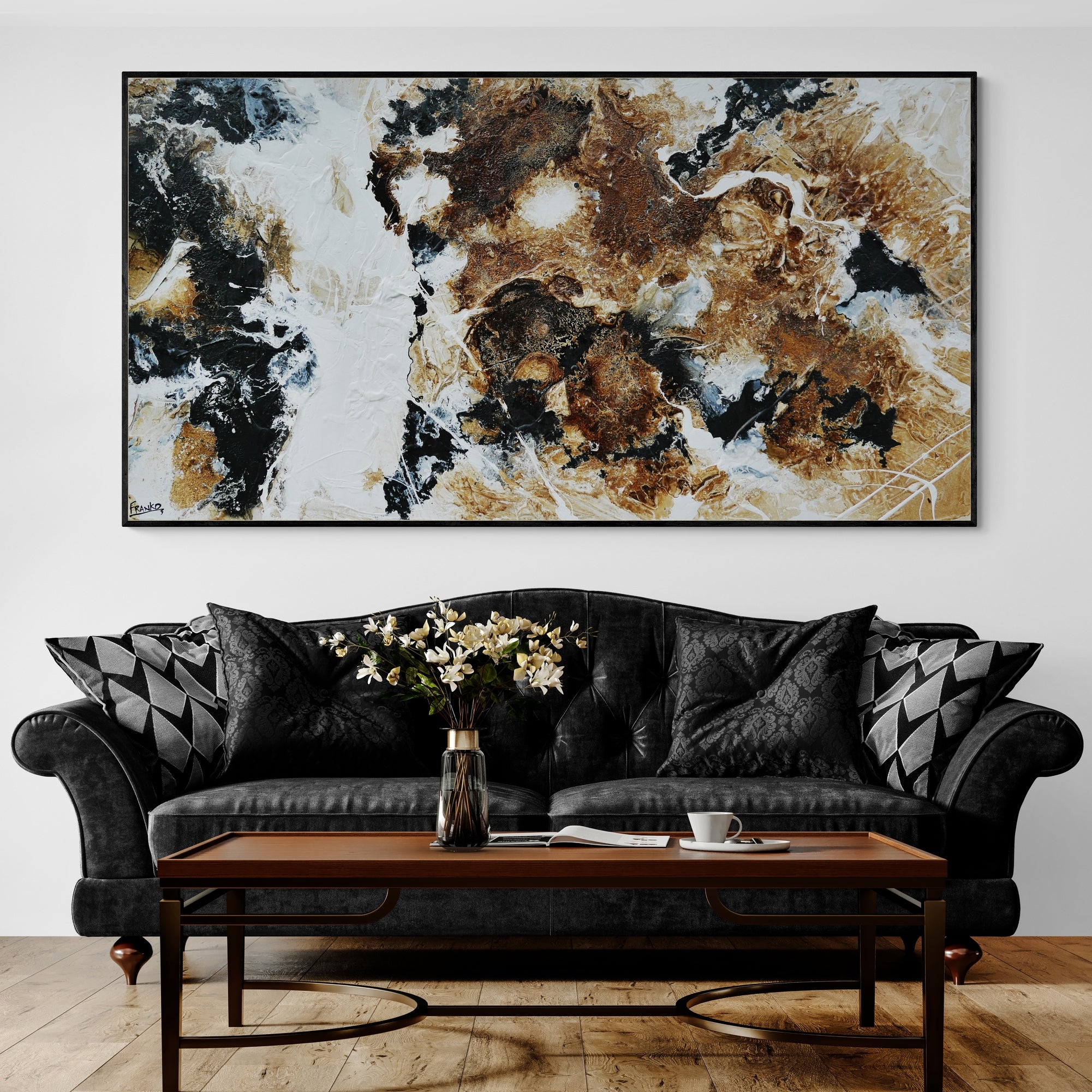 Atmospheric 190cm x 100cm Textured Abstract Painting (SOLD)-Abstract-[Franko_Artist]-[The_Block]-[Dream_Homes]-[ideas]-[Grand_Designs]-[Art_Lover]-Franklin Art Studio