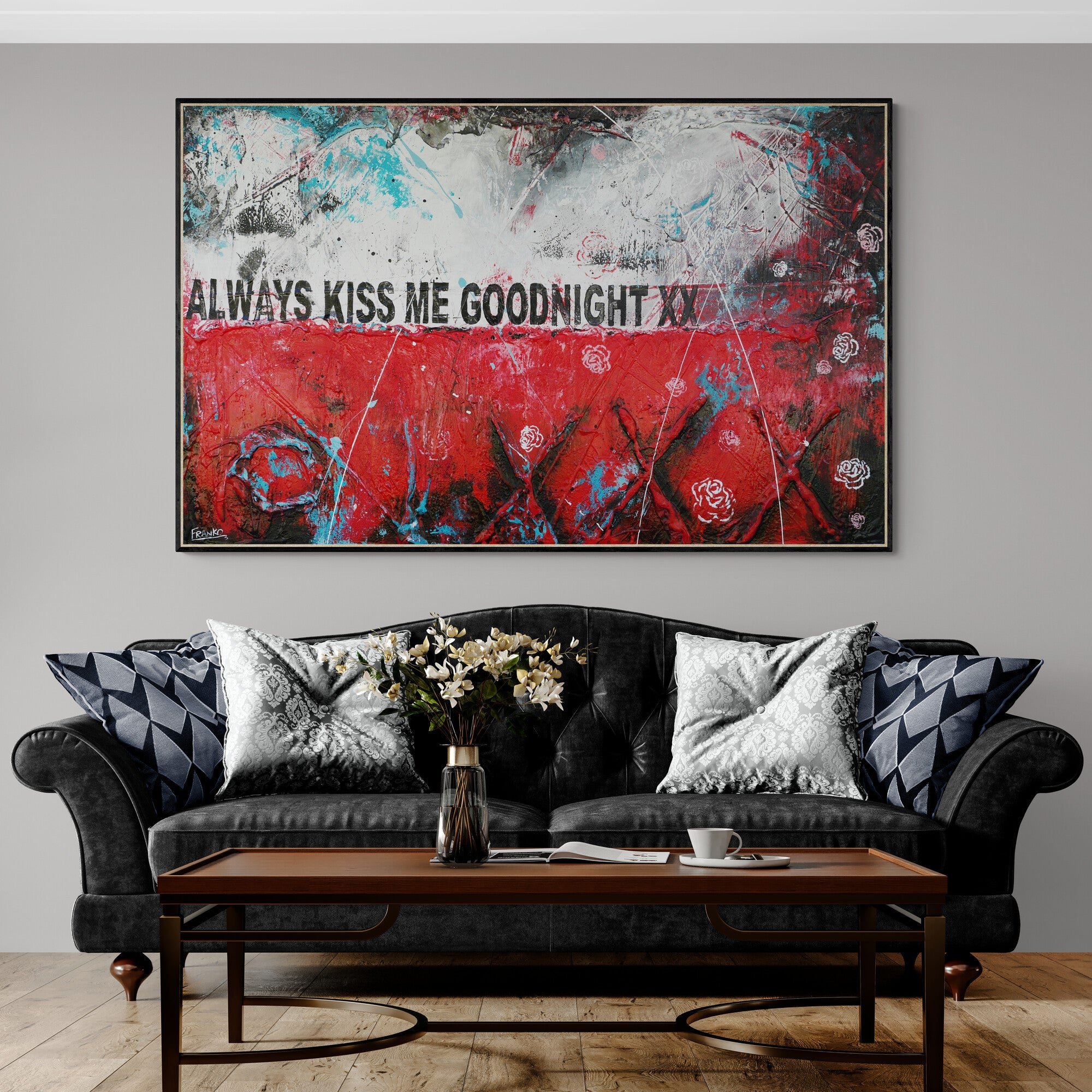 Just Kiss 160cm x 100cm Romantic Textured Urban Pop Art Painting