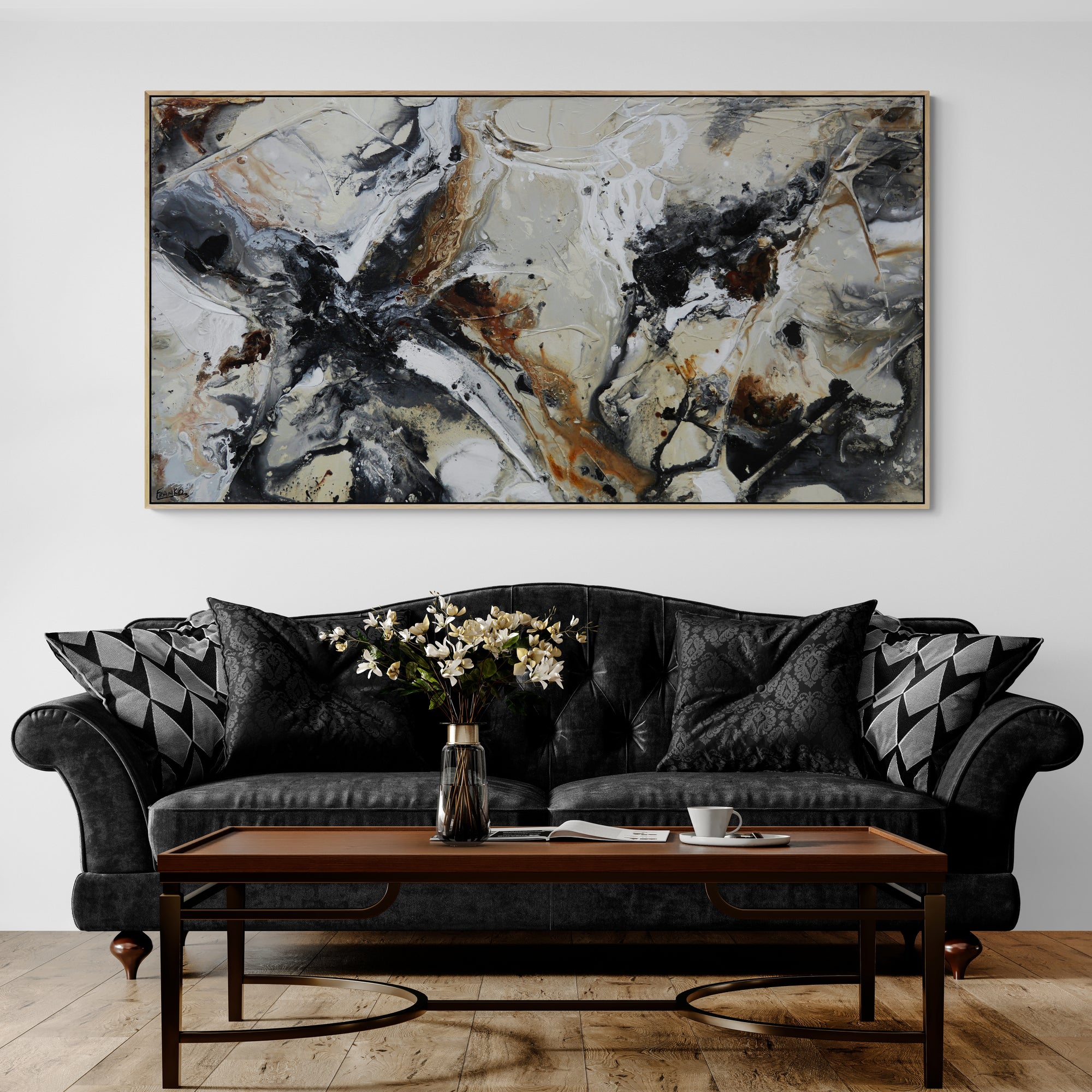 update alt-text with template Ravishing Almonds 190cm x 100cm Textured Abstract Painting-Abstract-[Franko_Artist]-[The_Block]-[Dream_Homes]-[ideas]- [Grand_Designs]-Franklin Art Studio