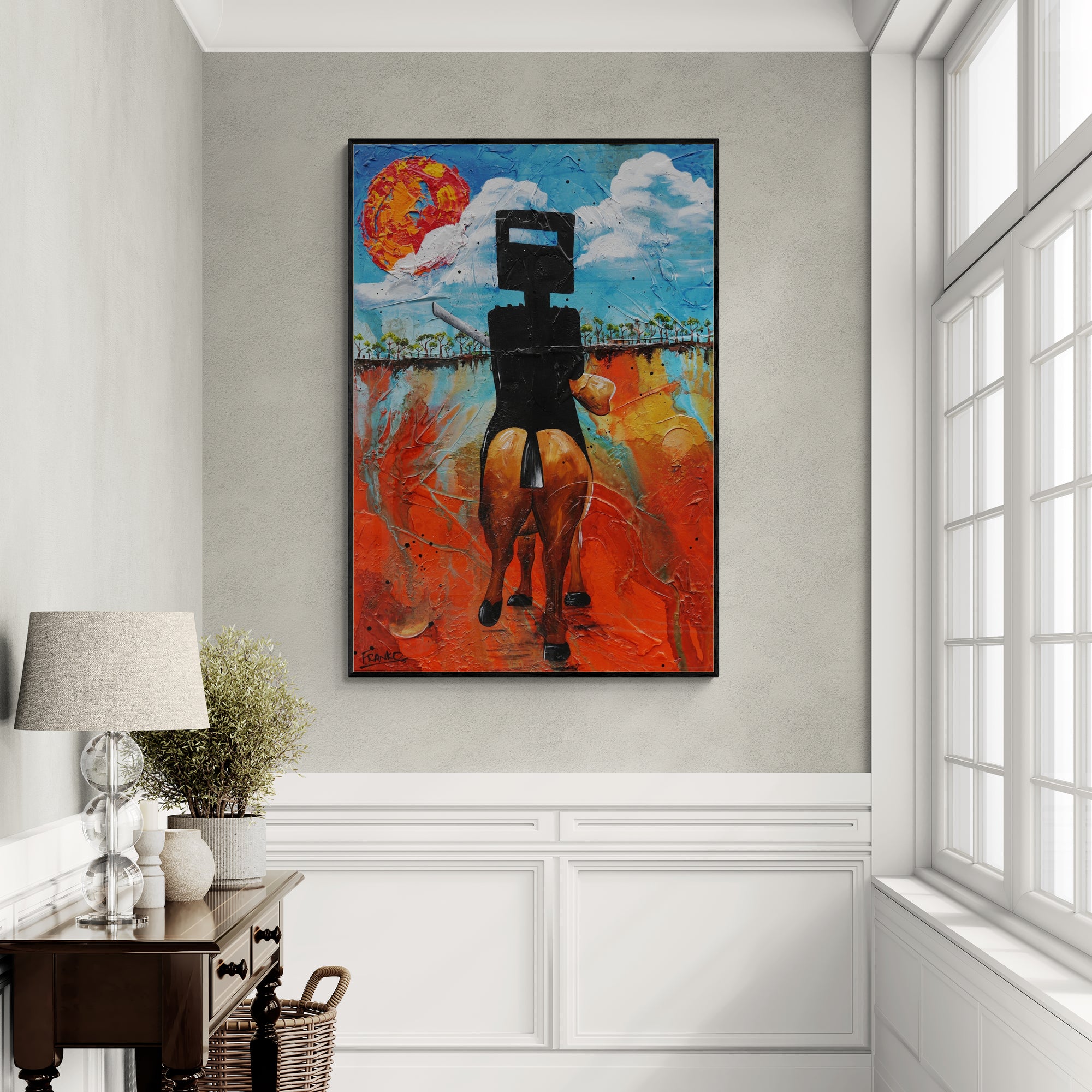 Outback Ned 67cm x 97cm Ned Kelly Abstract Realism Textured Painting (SOLD)-people-[Franko_Artist]-[The_Block]-[Dream_Homes]-[ideas]-[Grand_Designs]-[Art_Lover]-Franklin Art Studio