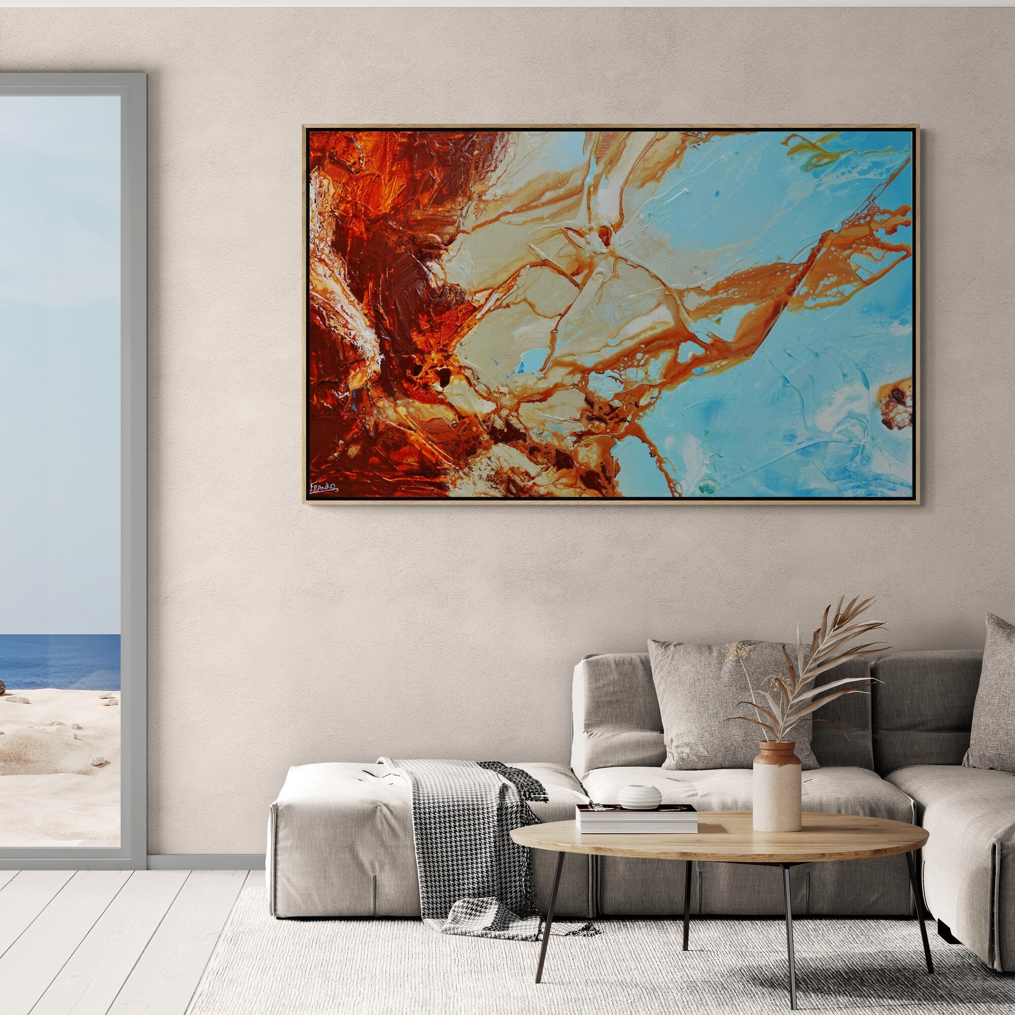 (SOLD YUMI) Coastal Rush 160cm x 100cm Textured Abstract Painting (SOLD YUMI)