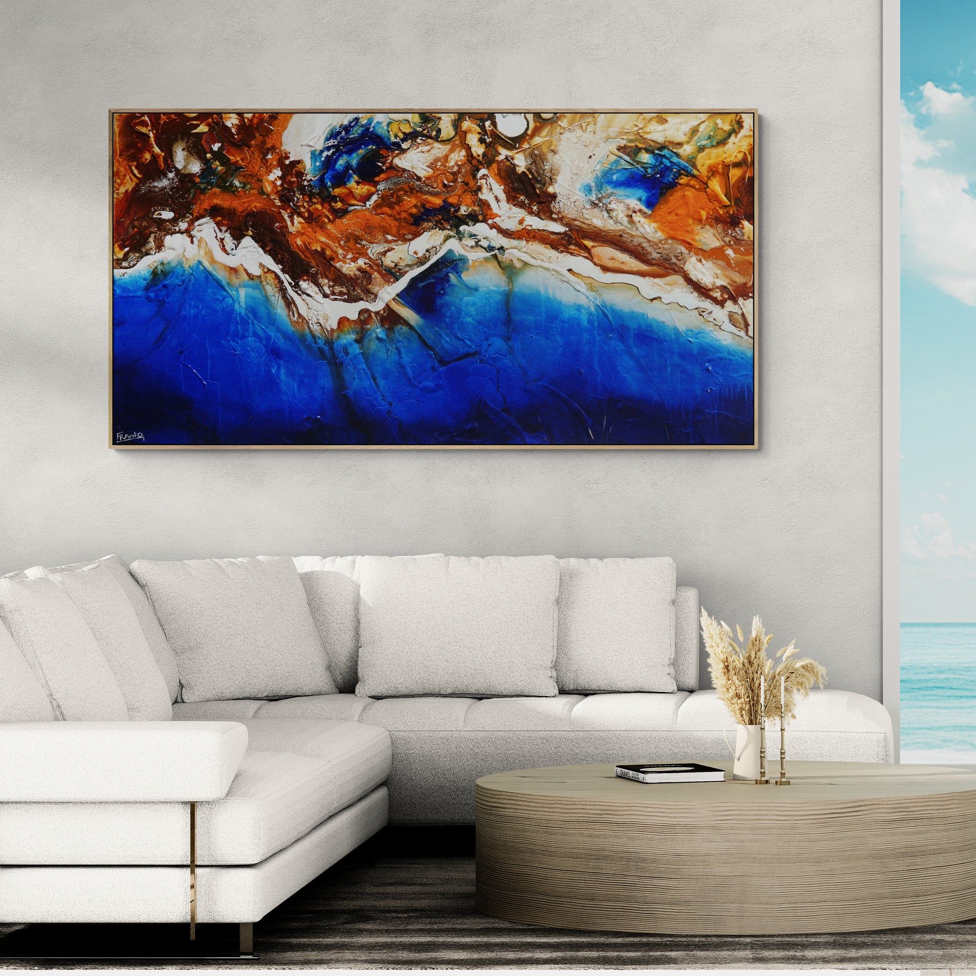 The Western Coast 190cm x 100cm Coastal Textured Abstract Painting (SOLD)-Abstract-[Franko_Artist]-[Australian_artist]-[Gold_Coast]-[Brisbane]-[modern]-[contemporary]-[original]-[Large_artwork]-[The_Block]-[Dream_Homes]-[ideas]-[Grand_Designs]-[Art_Lover]-Franklin Art Studio
