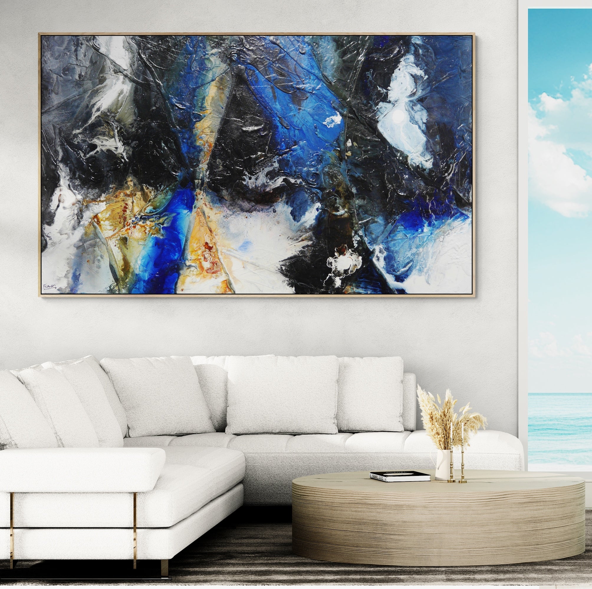 update alt-text with template Divided Attention 250cm x 150cm FRAMED Textured Abstract Painting-Abstract-[Franko_Artist]-[The_Block]-[Dream_Homes]-[ideas]- [Grand_Designs]-Franklin Art Studio