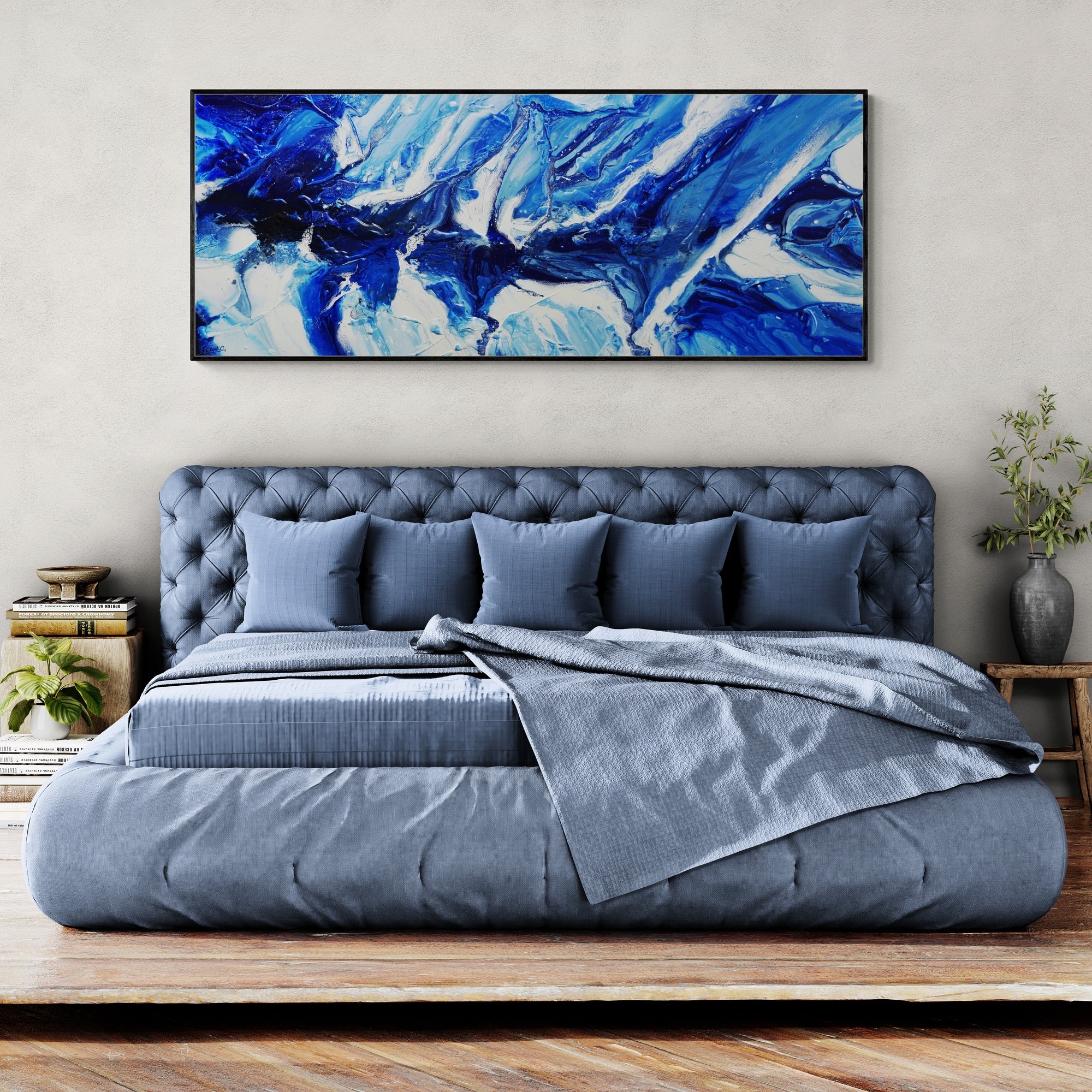 update alt-text with template Ultra Blue 200cm x 80cm Textured Abstract Painting-Abstract-[Franko_Artist]-[The_Block]-[Dream_Homes]-[ideas]- [Grand_Designs]-Franklin Art Studio