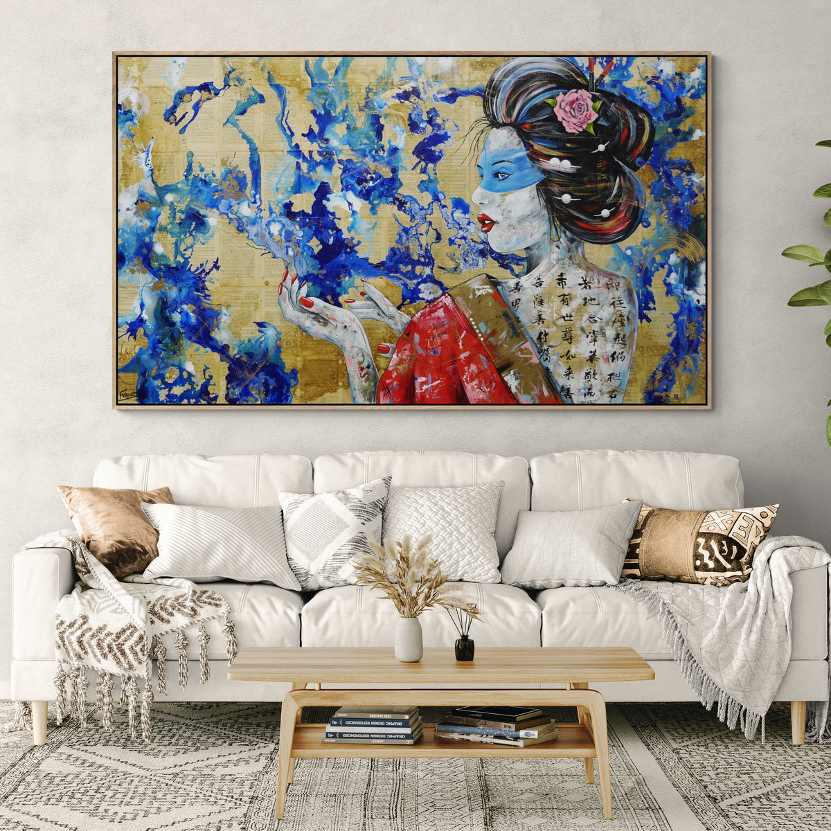 Yume (Dream) 200cm x 120cm Geisha Abstract Realism Book Club Painting